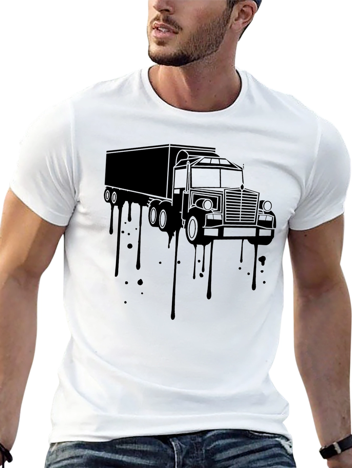 Truck Drip Graphic Tee - Black Cotton