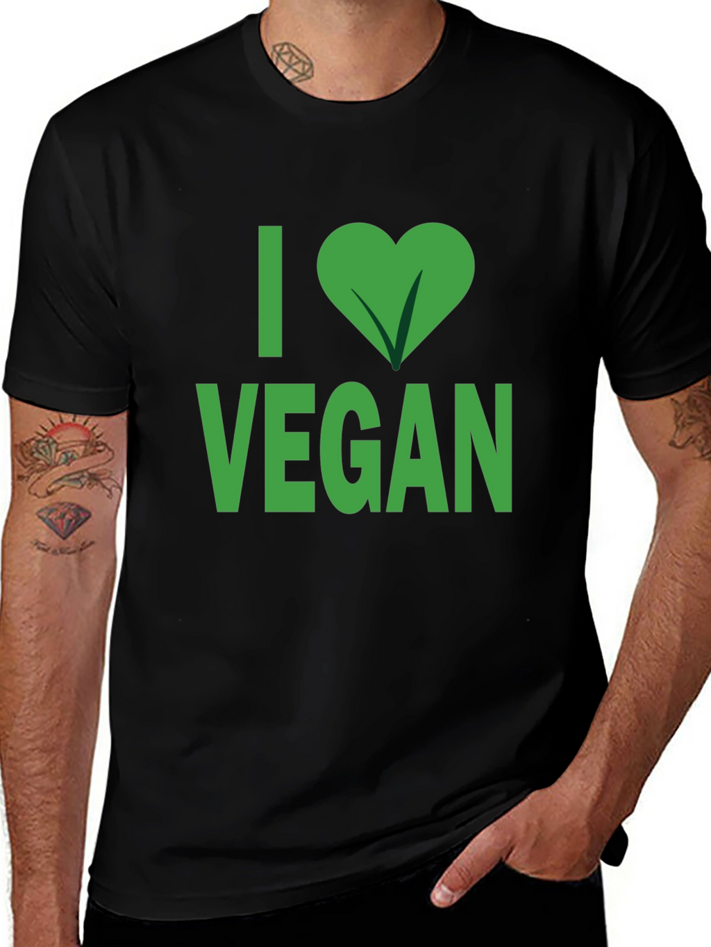 I Love Vegan T-Shirt - Green Graphic Tee