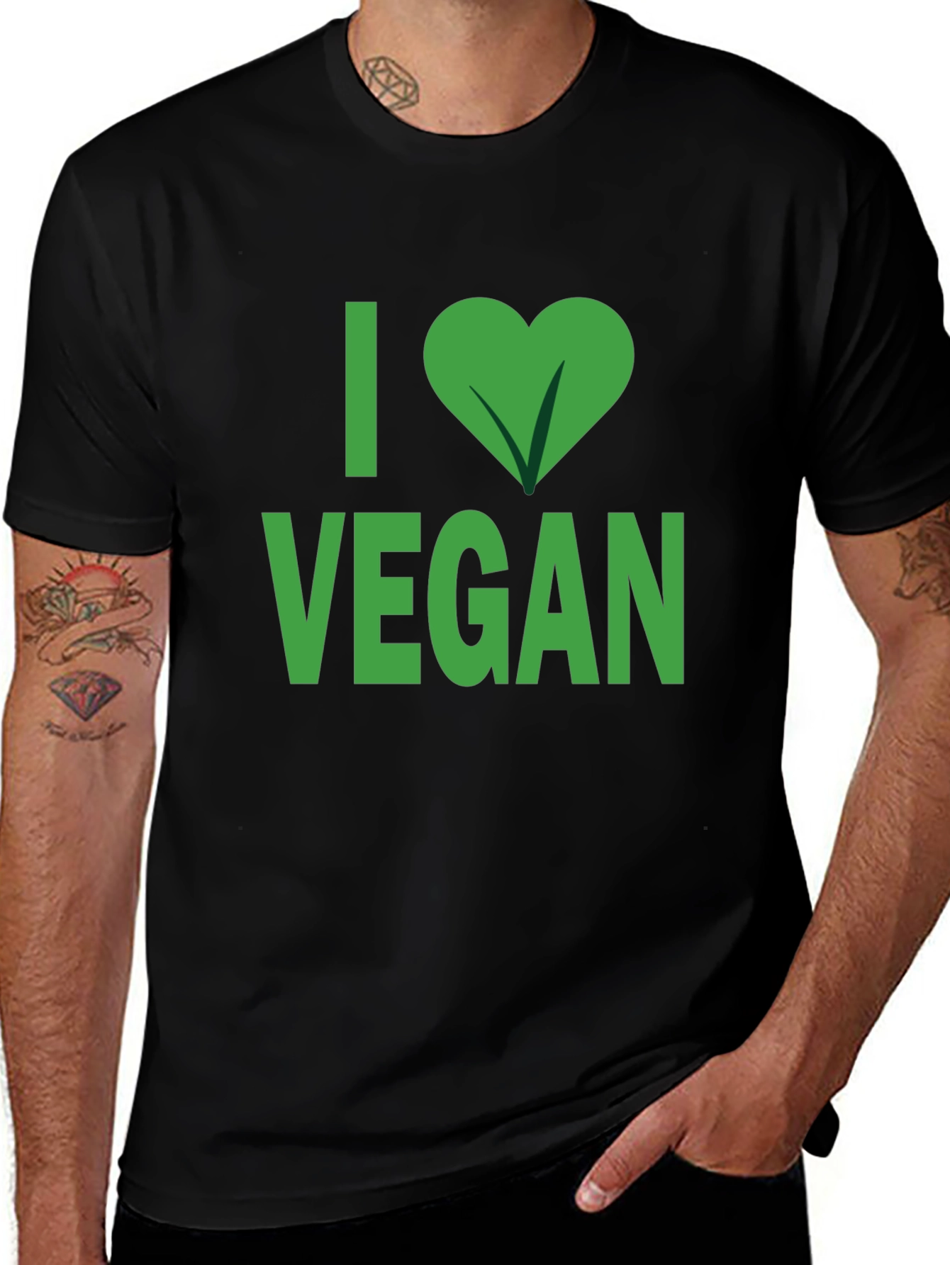 I Love Vegan T-Shirt - Green Graphic Tee
