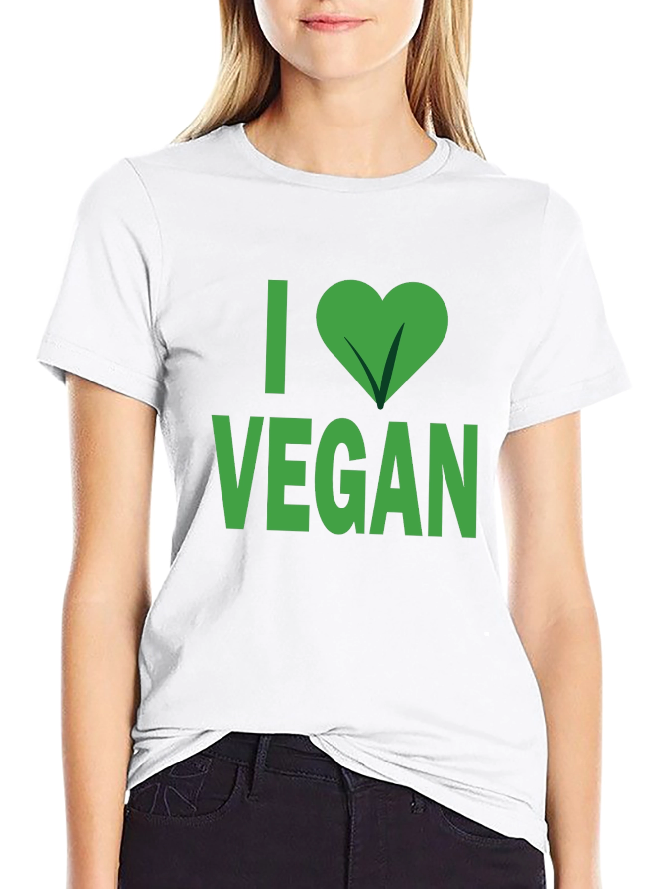 I Love Vegan T-Shirt - Green Graphic Tee
