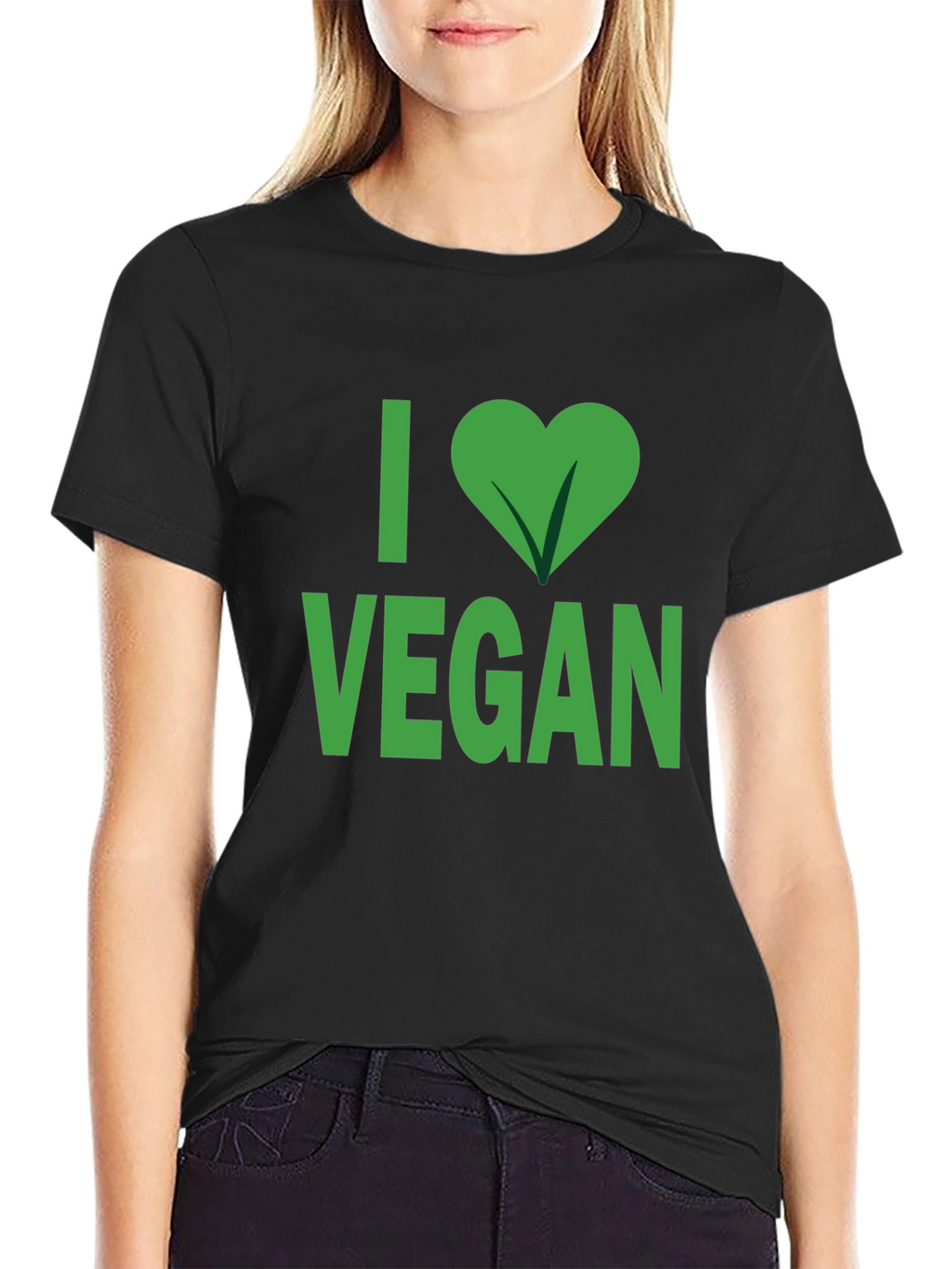 I Love Vegan T-Shirt - Green Graphic Tee