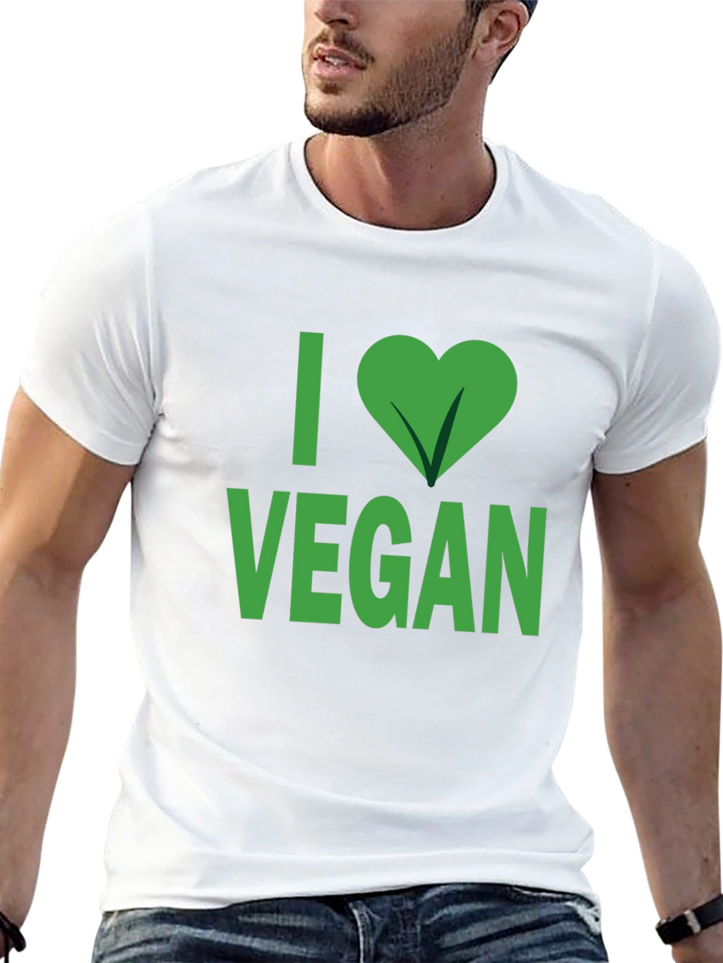 I Love Vegan T-Shirt - Green Graphic Tee
