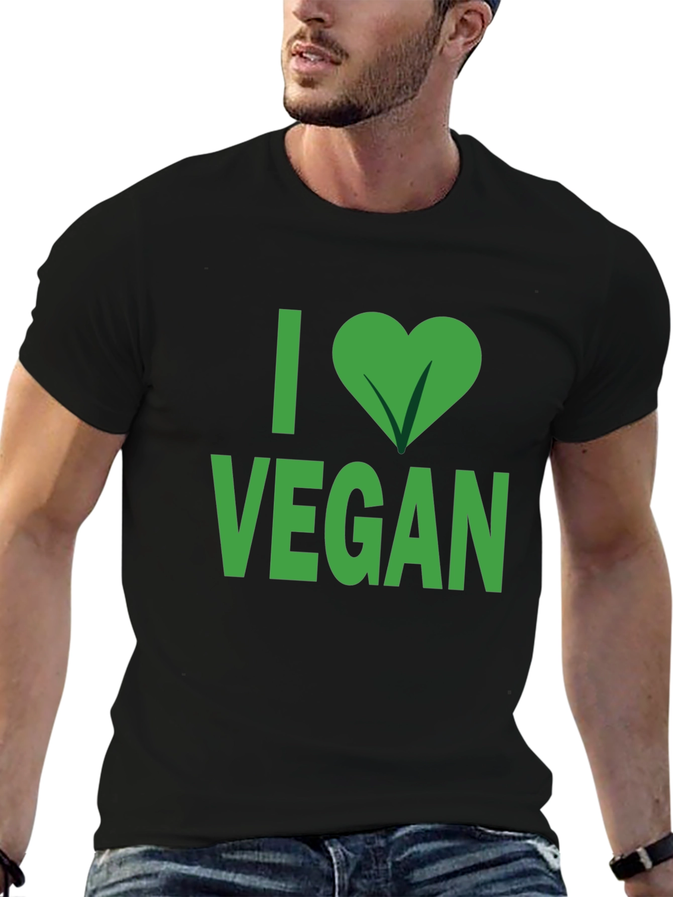 I Love Vegan T-Shirt - Green Graphic Tee