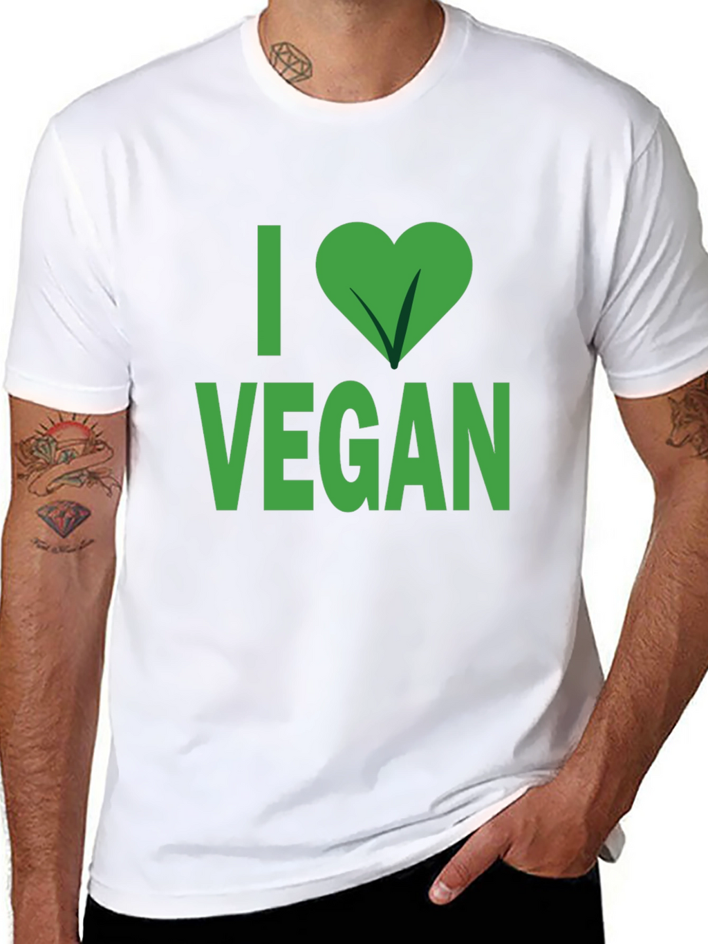 I Love Vegan T-Shirt - Green Graphic Tee