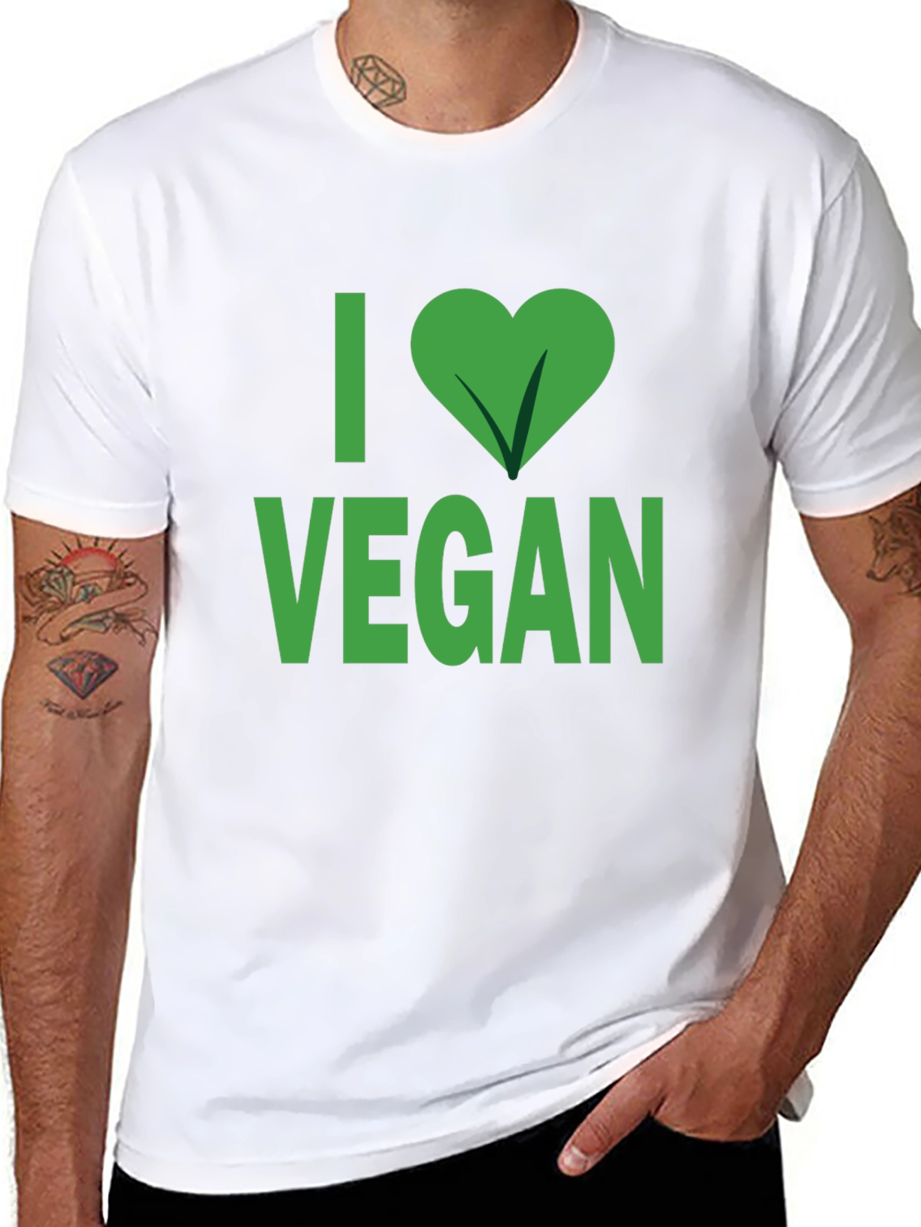 I Love Vegan T-Shirt - Green Graphic Tee