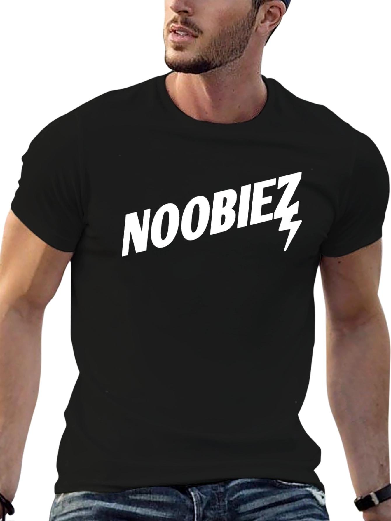 Noobiez Graphic Tee - Black Cotton Casual T-Shirt