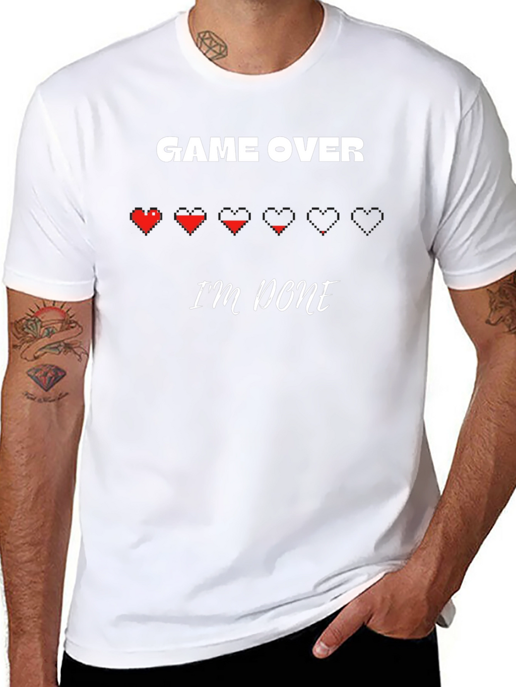 Game Over Im Done - Pixel Heart Gamer T-Shirt