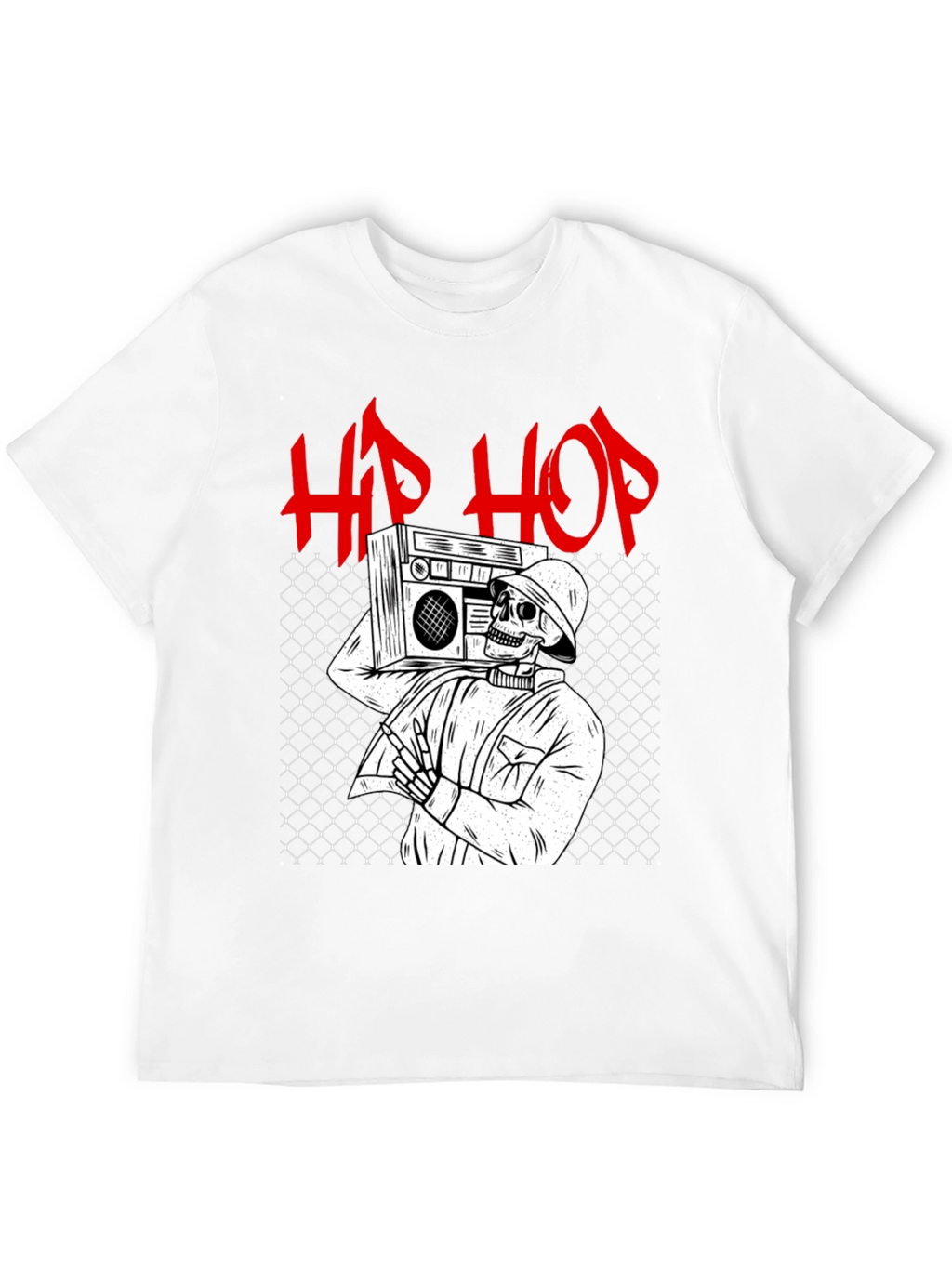 Hip Hop Skeleton Graphic Tee - Black Cotton T-Shirt