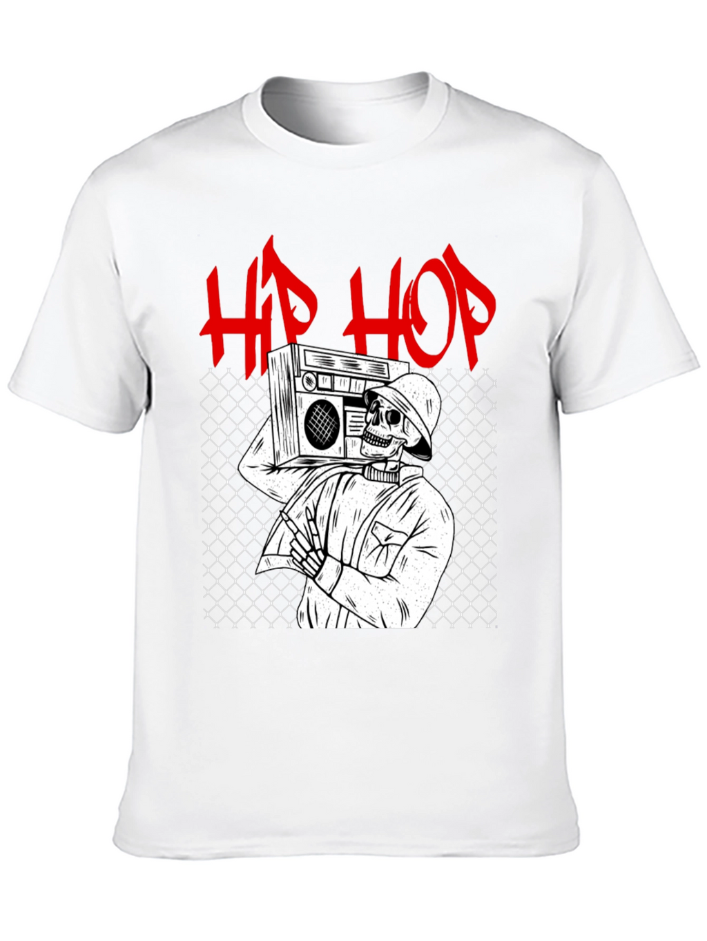 Hip Hop Skeleton Graphic Tee - Black Cotton T-Shirt