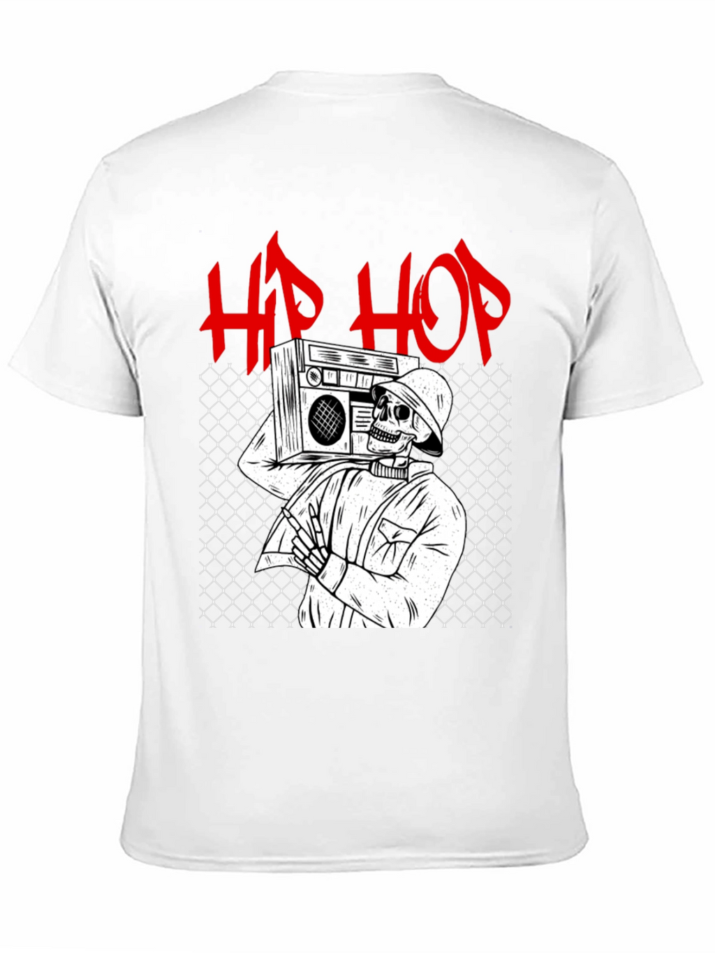 Hip Hop Skeleton Graphic Tee - Black Cotton T-Shirt