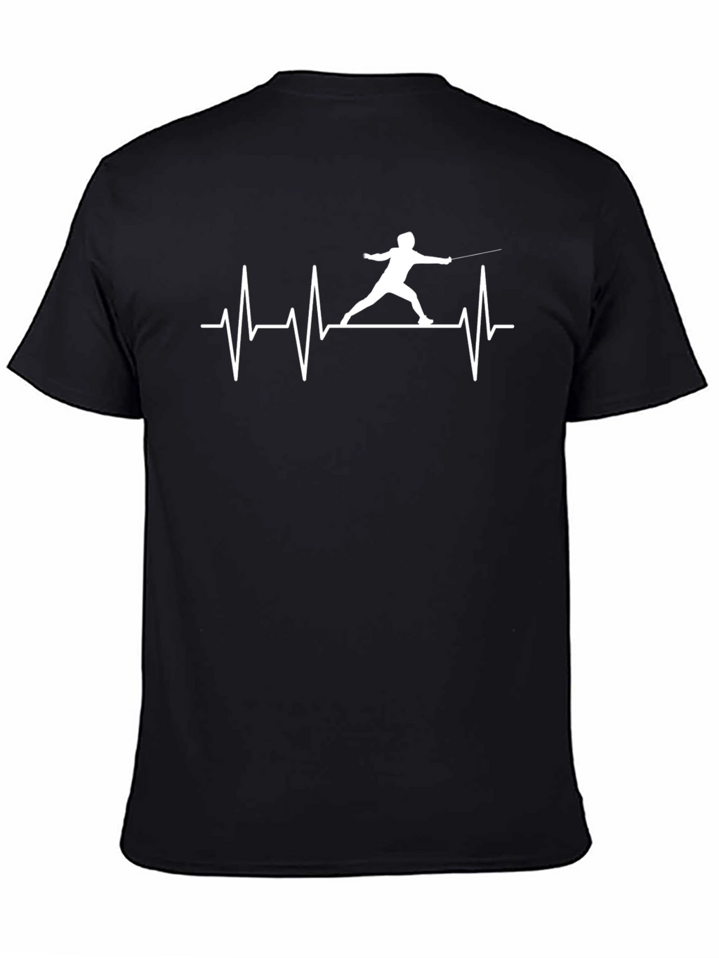 Fencing Heartbeat Black T-Shirt - Sporty Graphic Tee