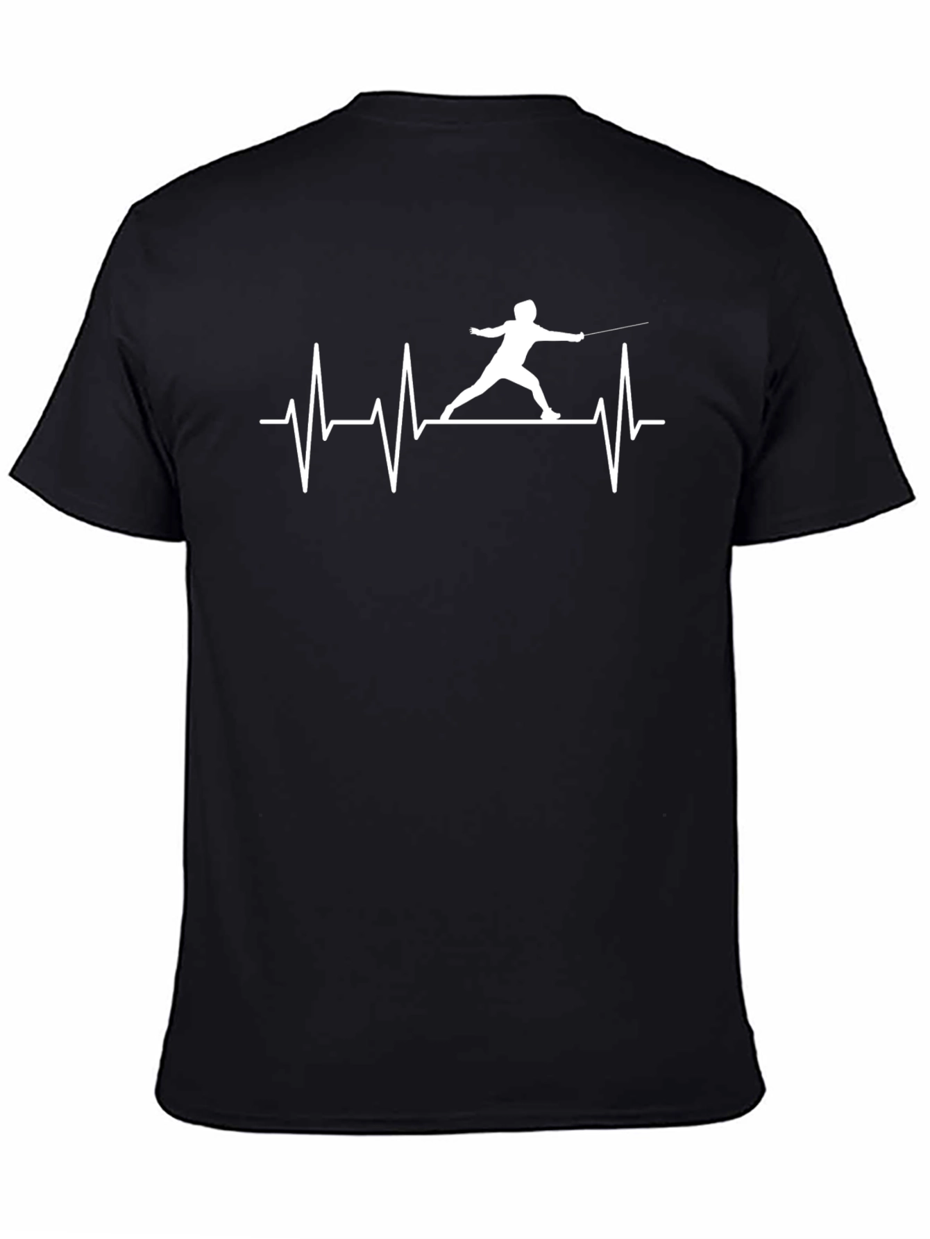 Fencing Heartbeat Black T-Shirt - Sporty Graphic Tee