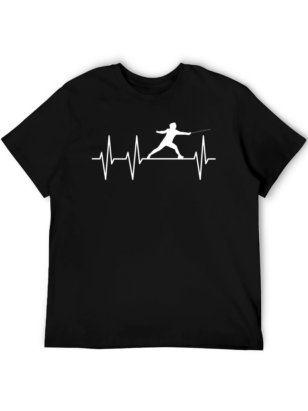 Fencing Heartbeat Black T-Shirt - Sporty Graphic Tee