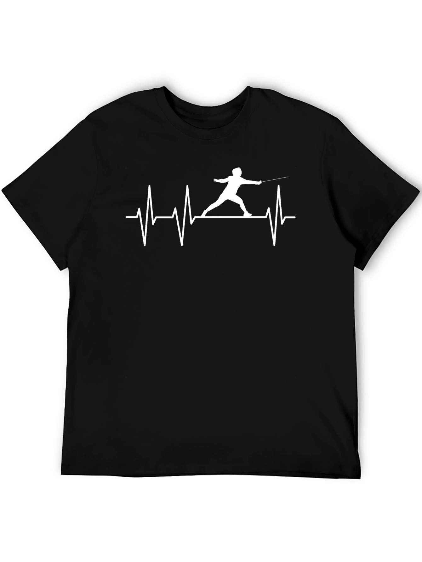 Fencing Heartbeat Black T-Shirt - Sporty Graphic Tee