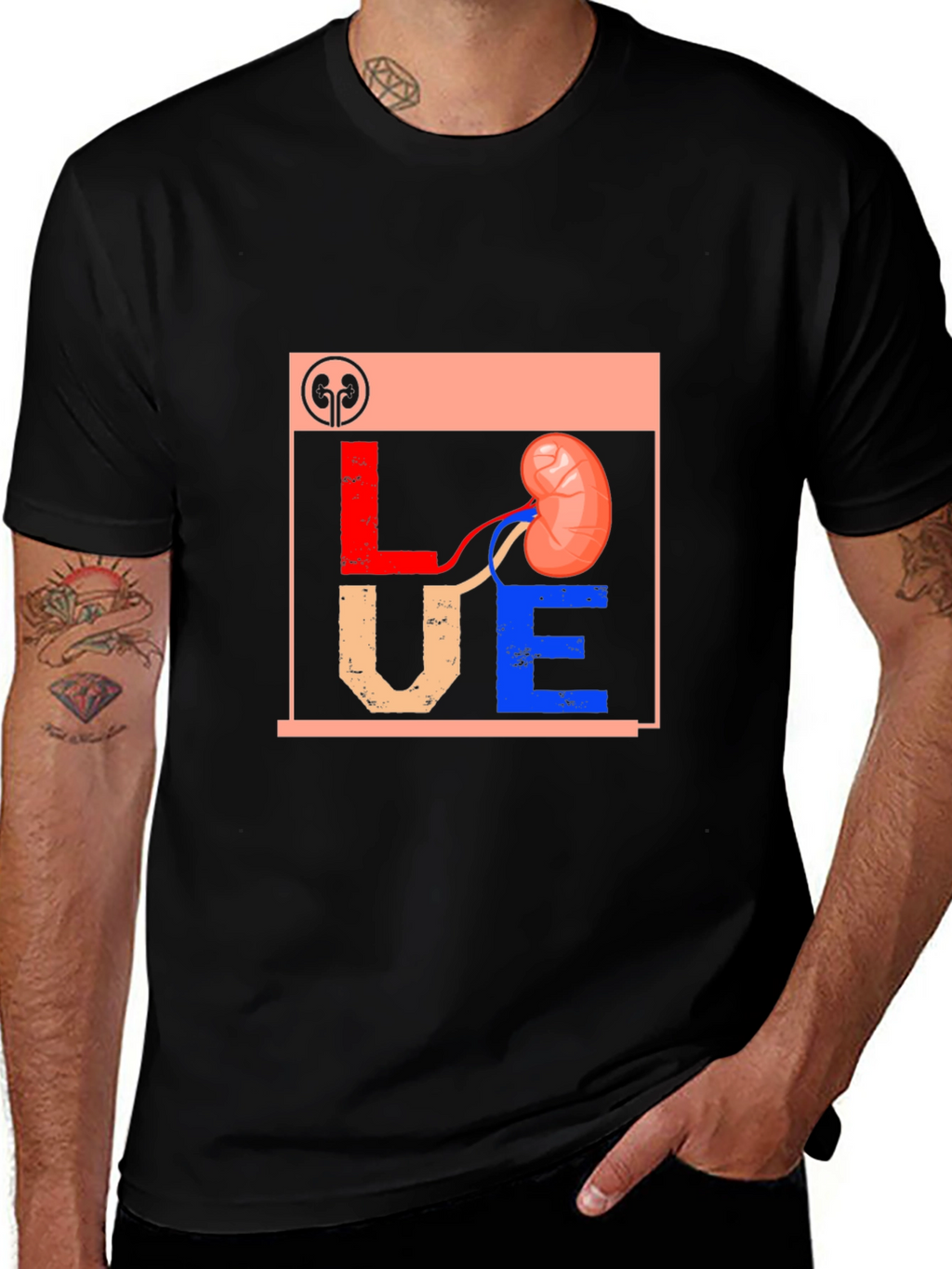 Love Kidney Graphic T-Shirt Black