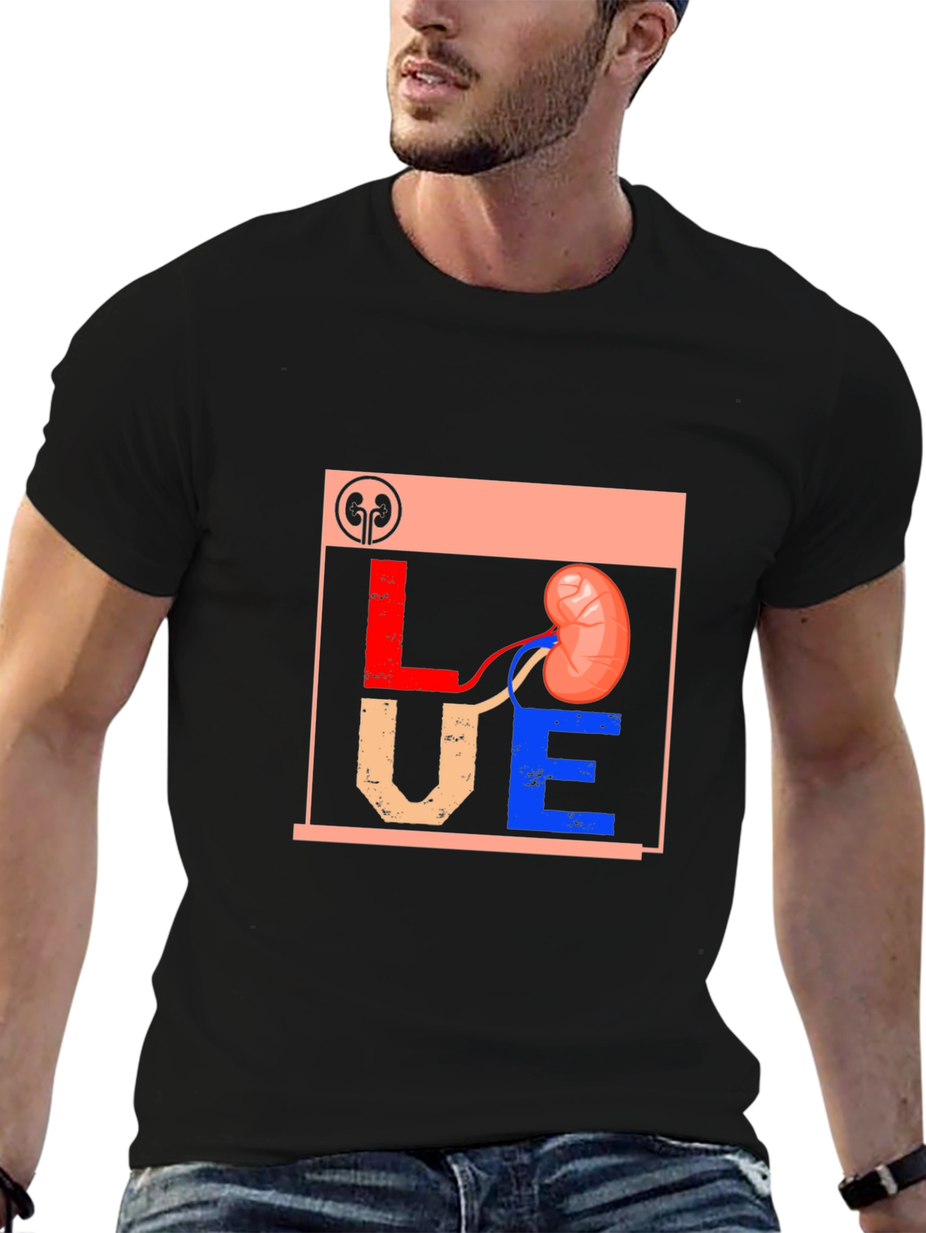 Love Kidney Graphic T-Shirt Black