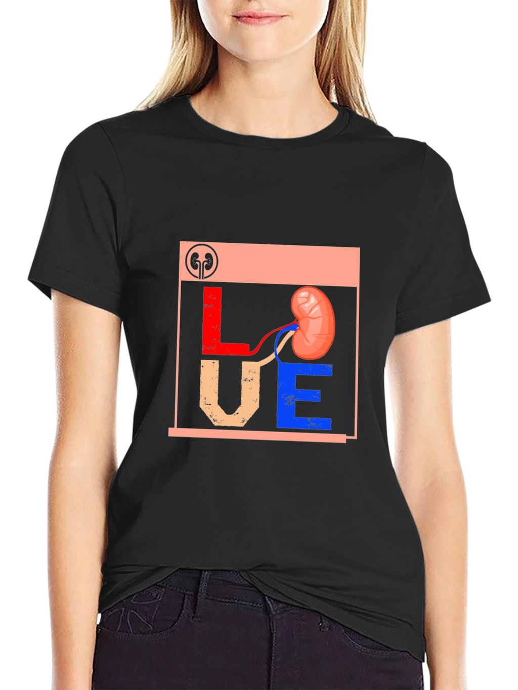 Love Kidney Graphic T-Shirt Black