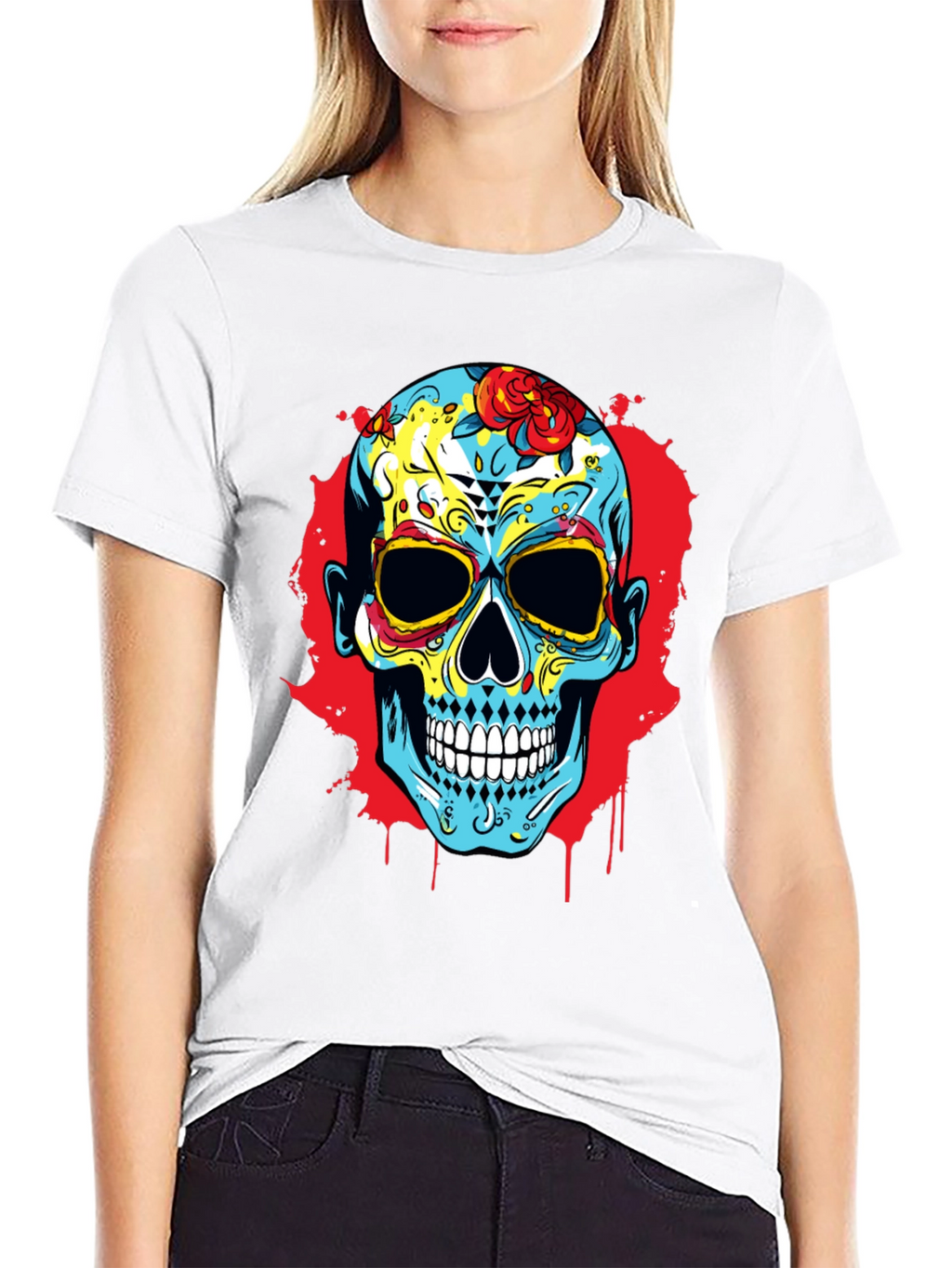 Sugar Skull Graphic Print T-Shirt