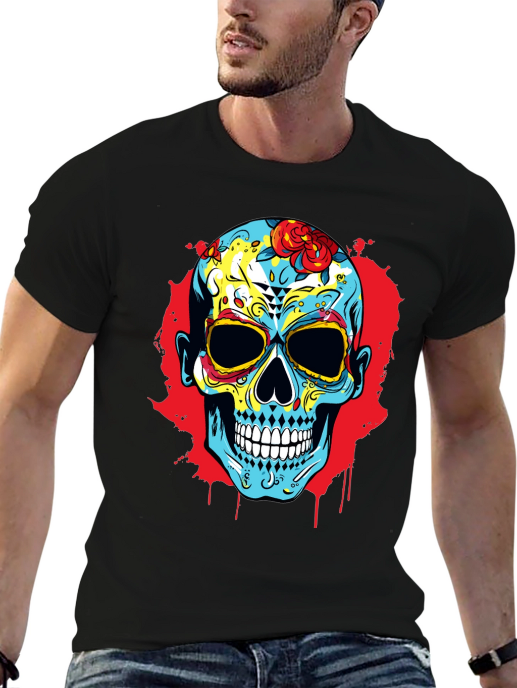 Sugar Skull Graphic Print T-Shirt