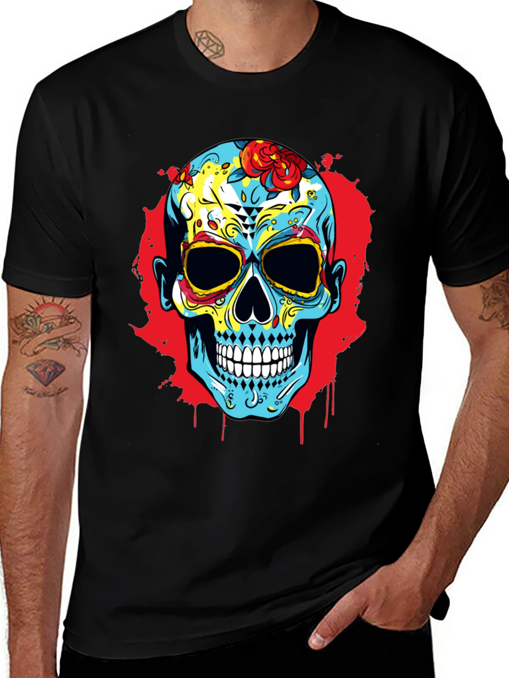 Sugar Skull Graphic Print T-Shirt