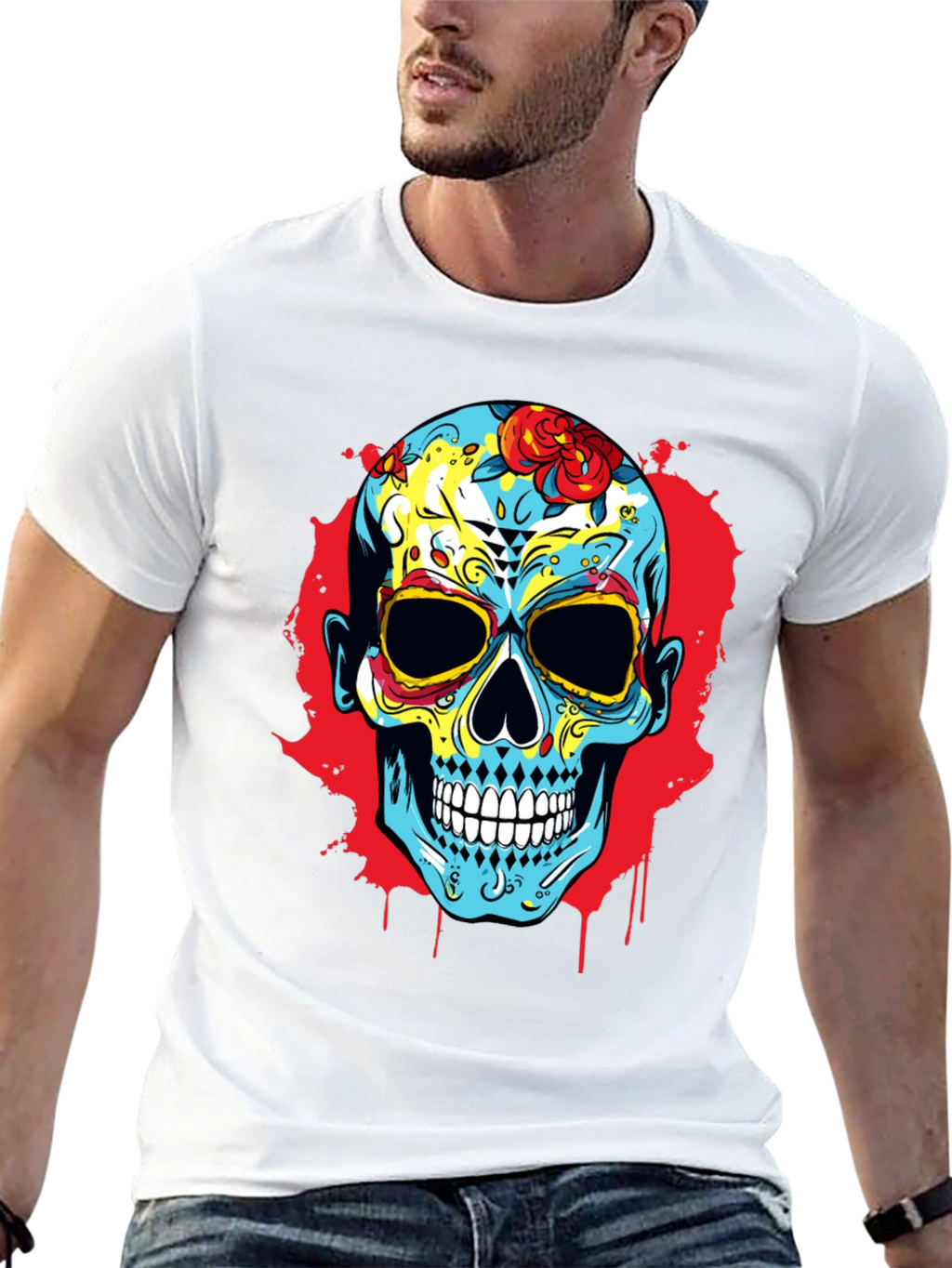 Sugar Skull Graphic Print T-Shirt
