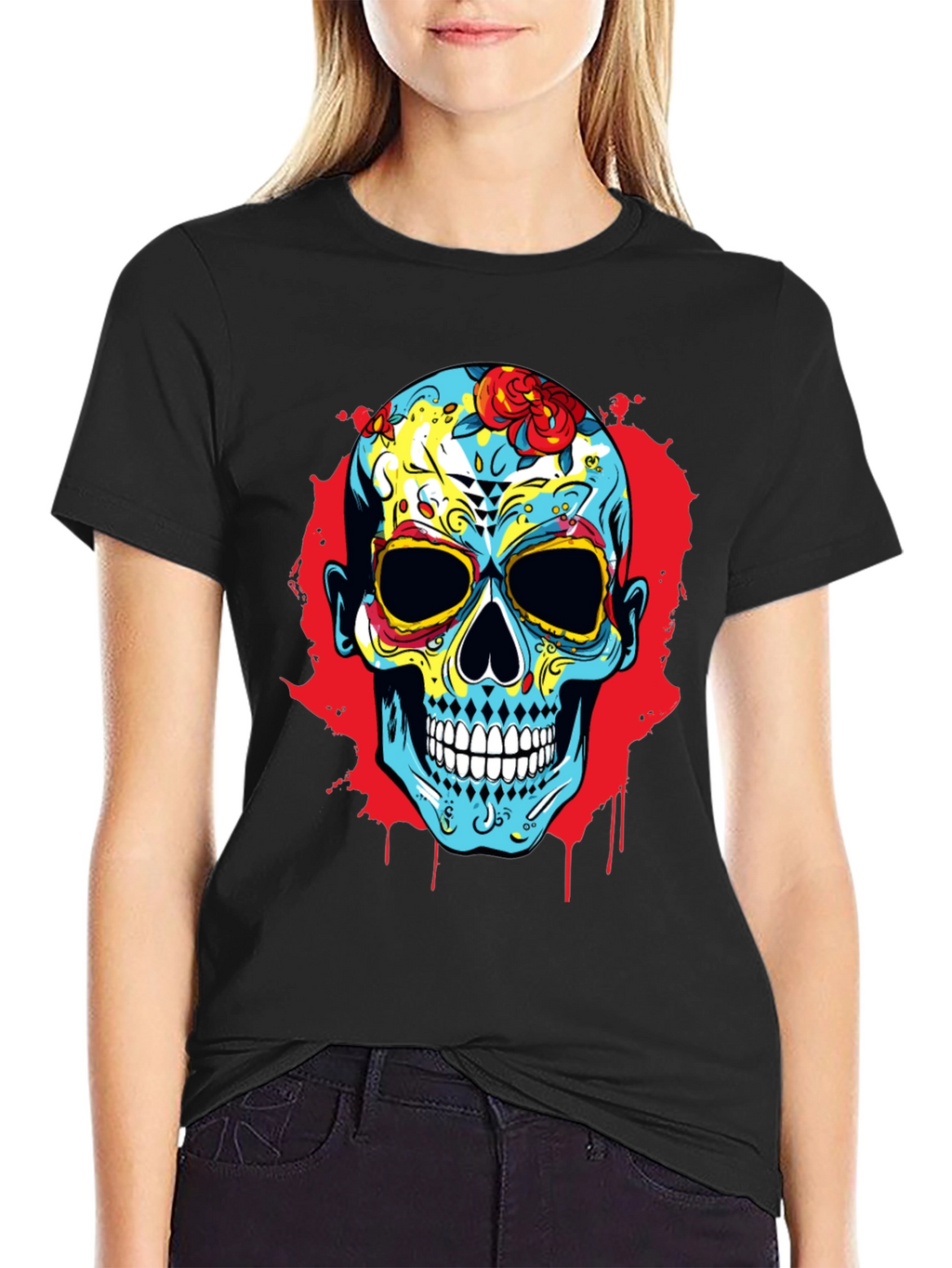 Sugar Skull Graphic Print T-Shirt