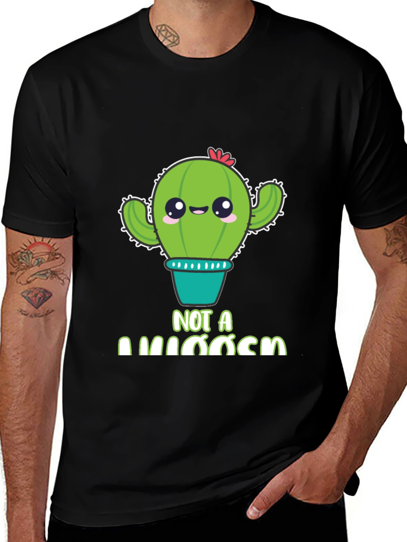 Cute Cactus Pun T-Shirt - Not A Hugger Graphic Tee