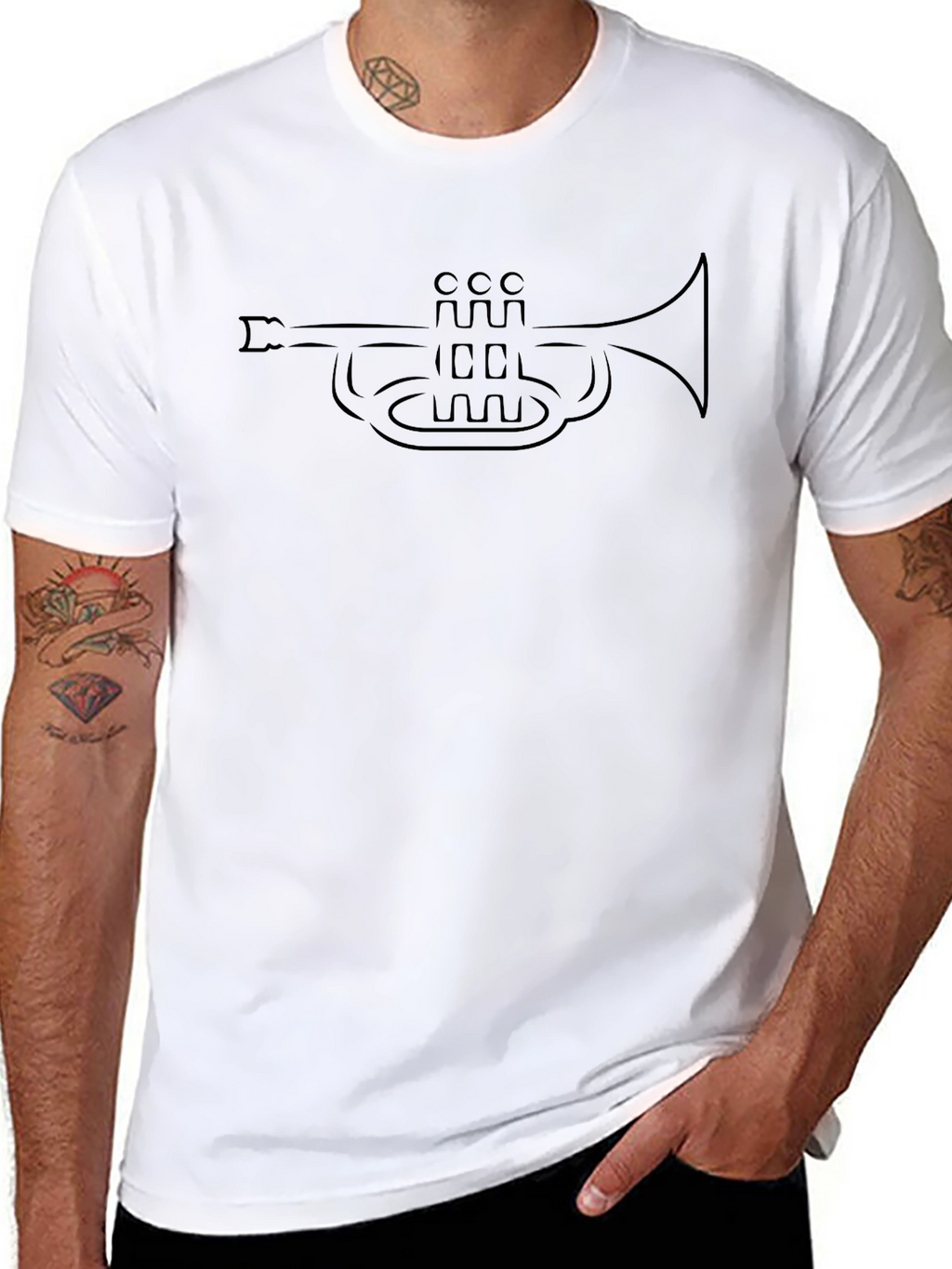 Trumpet Outline Black T-Shirt