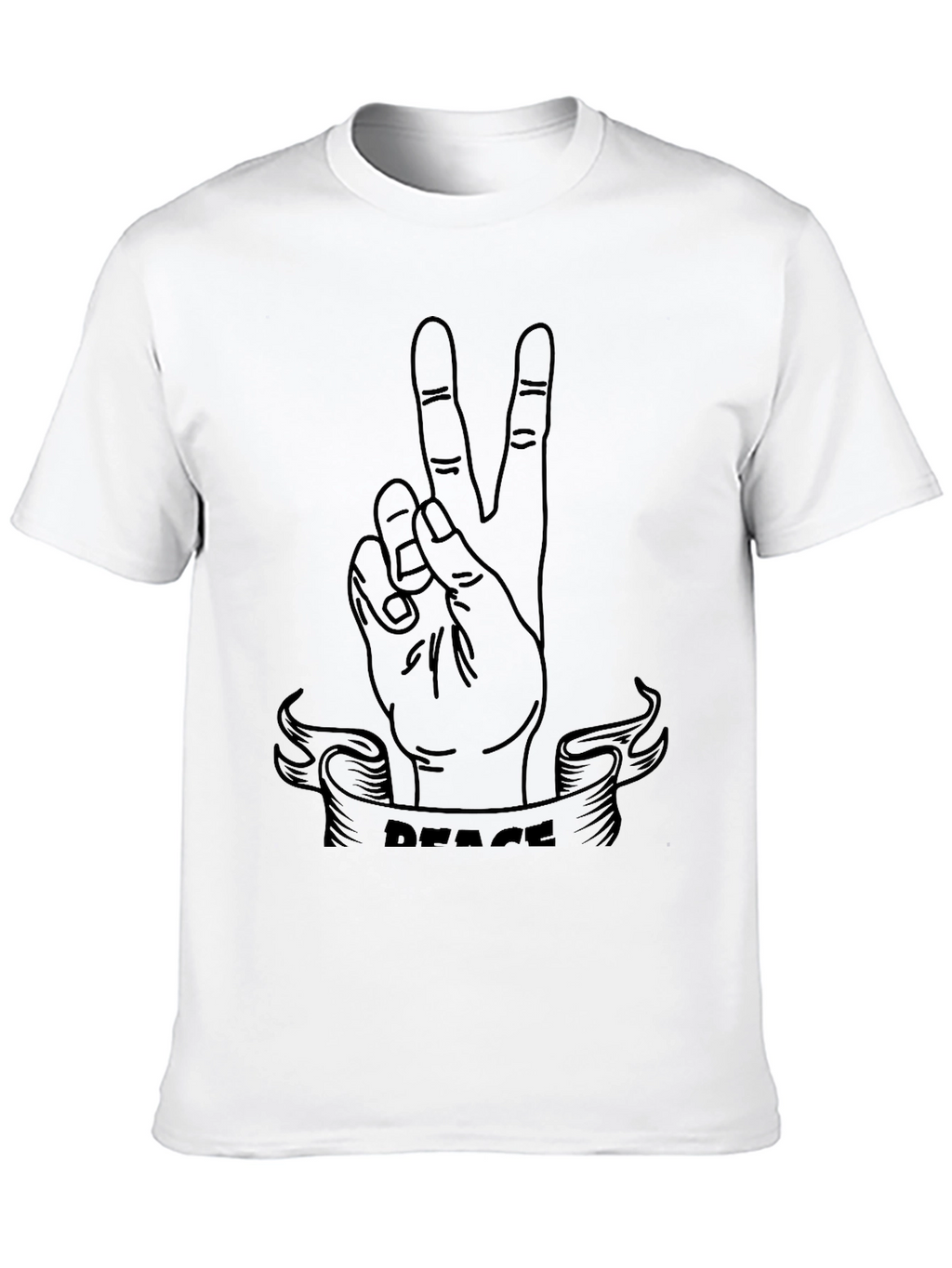 Peace Sign Graphic Tee - Black Cotton T-Shirt