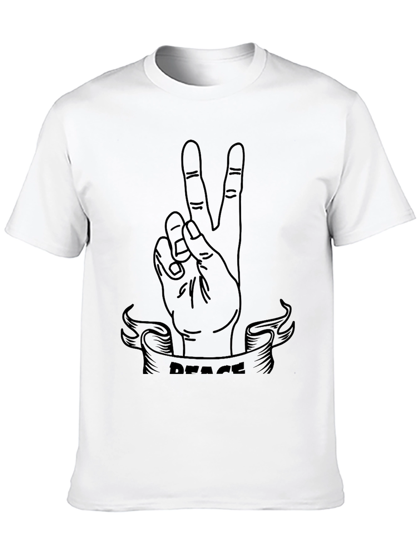Peace Sign Graphic Tee - Black Cotton T-Shirt