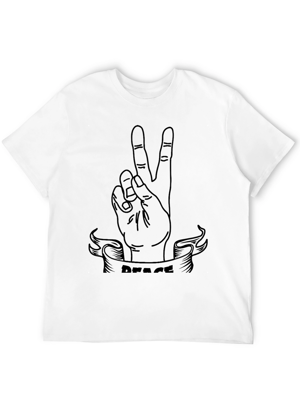 Peace Sign Graphic Tee - Black Cotton T-Shirt