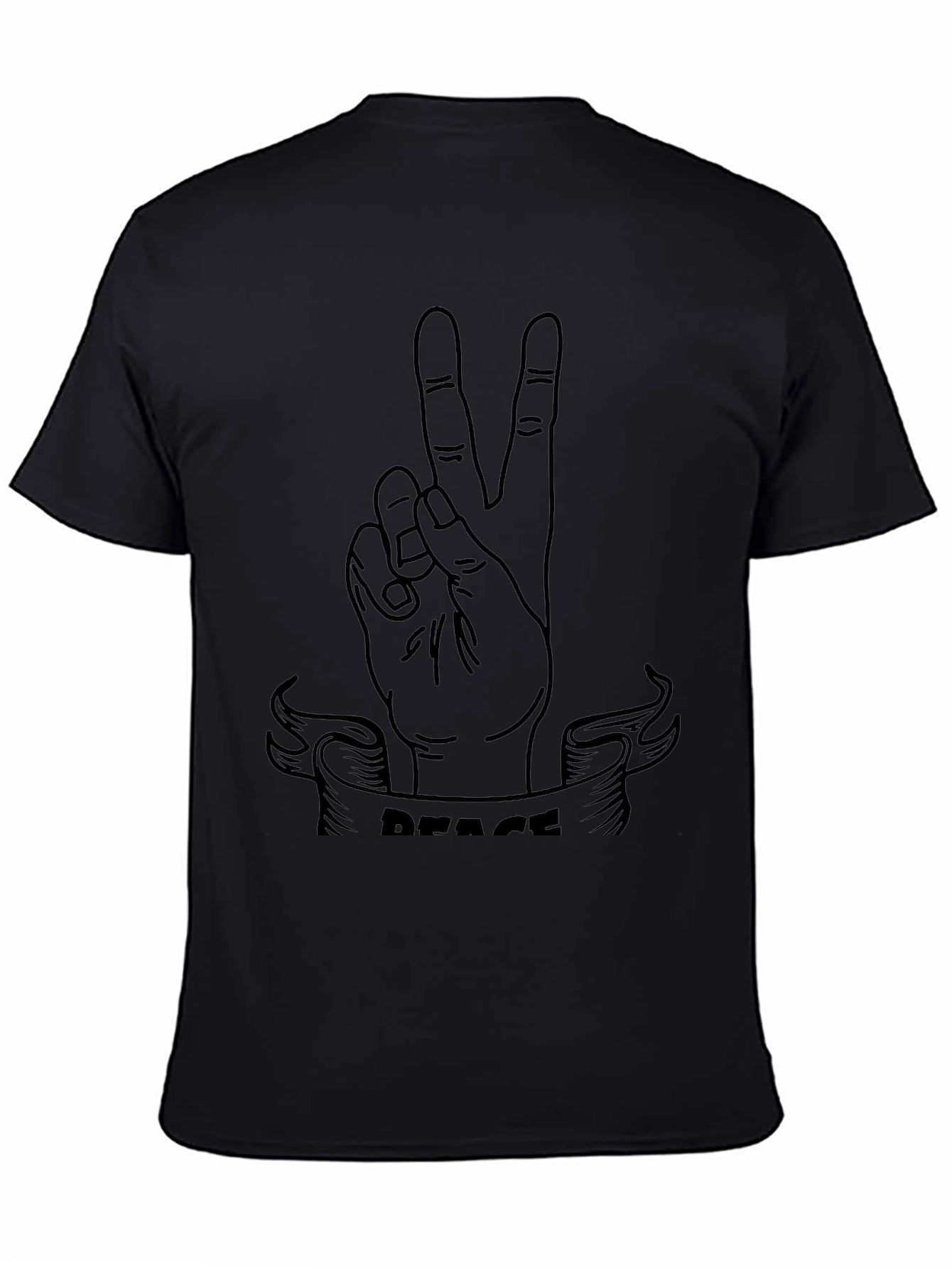 Peace Sign Graphic Tee - Black Cotton T-Shirt
