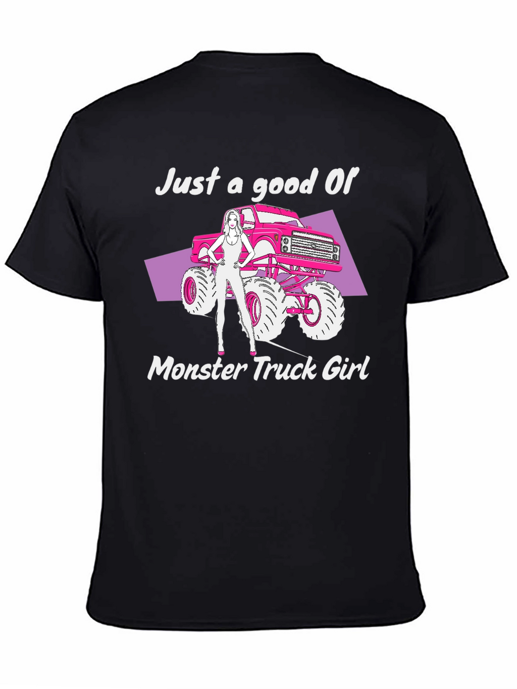 Monster Truck Girl Graphic Tee - Black