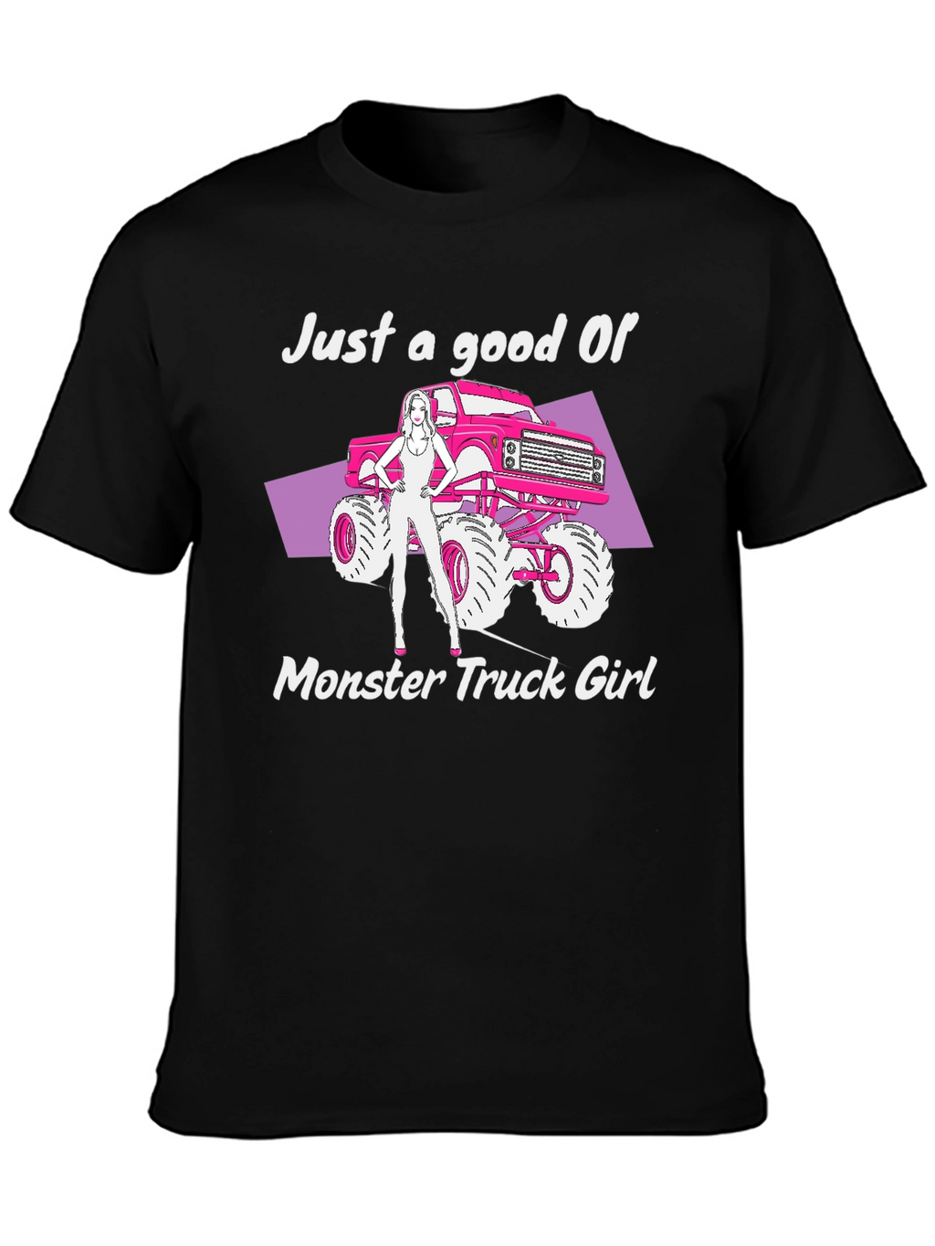 Monster Truck Girl Graphic Tee - Black