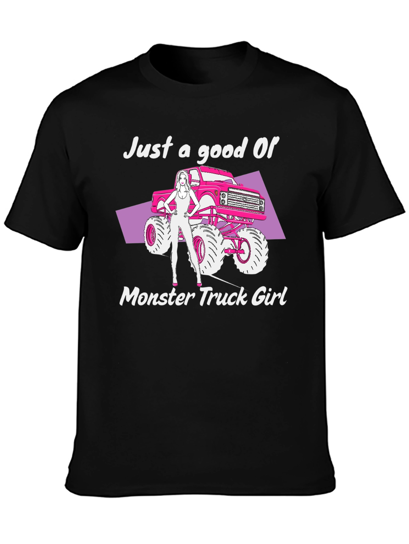 Monster Truck Girl Graphic Tee - Black