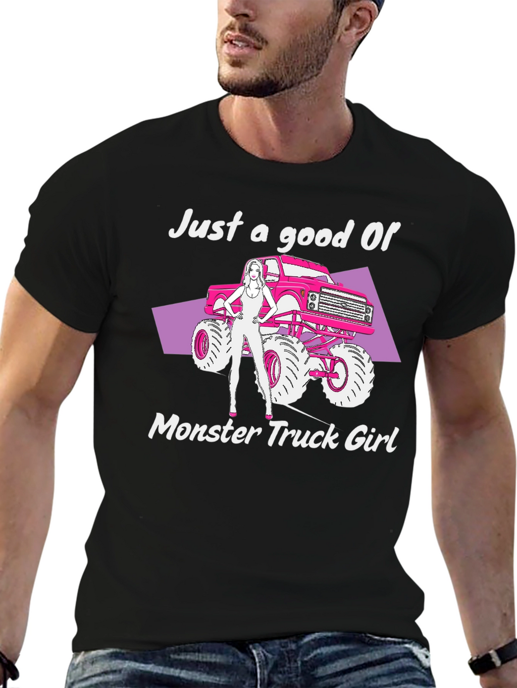 Monster Truck Girl Graphic Tee - Black