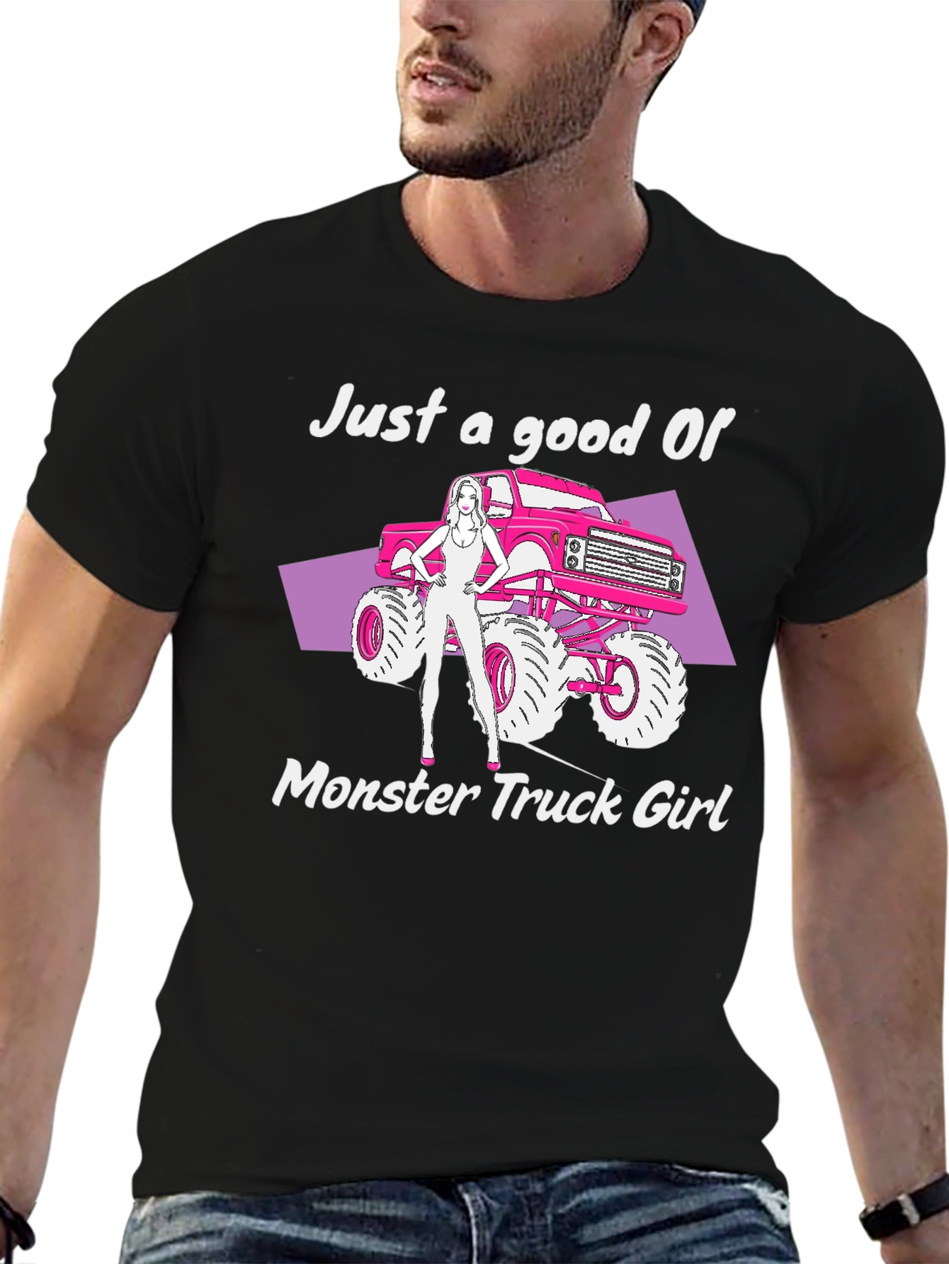 Monster Truck Girl Graphic Tee - Black