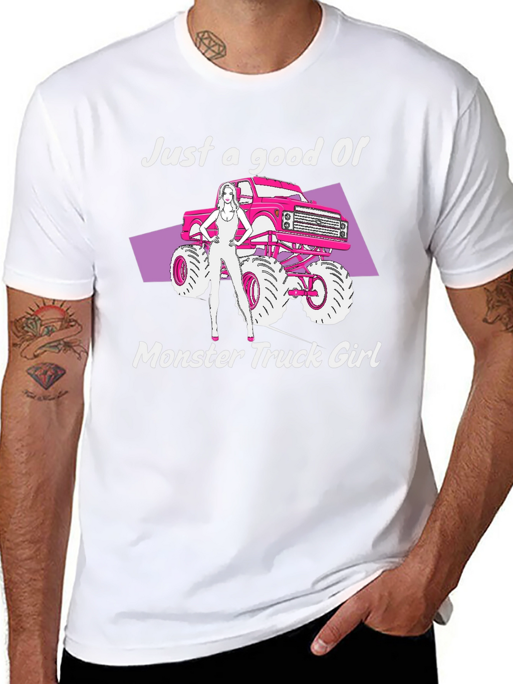 Monster Truck Girl Graphic Tee - Black