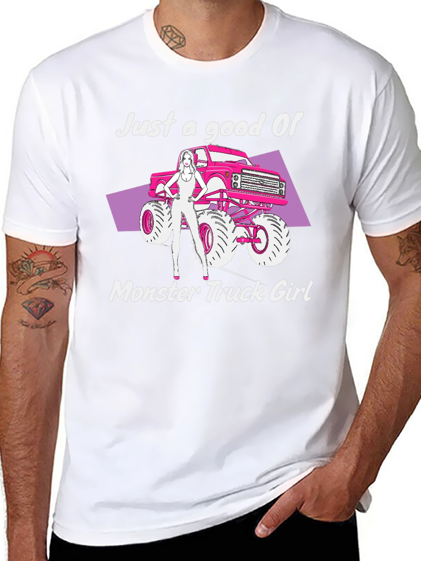 Monster Truck Girl Graphic Tee - Black
