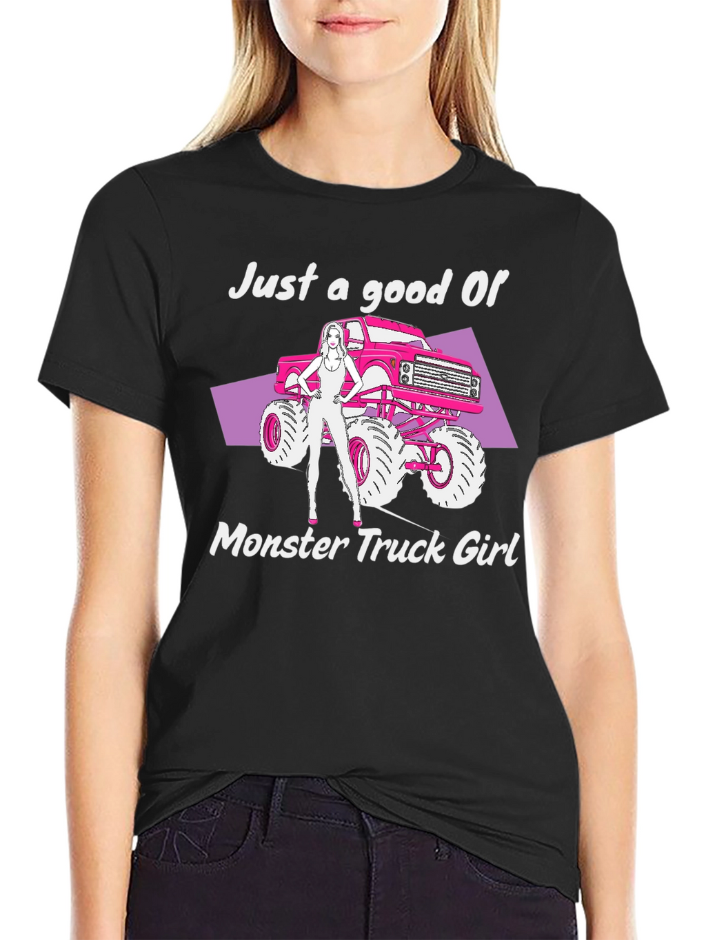 Monster Truck Girl Graphic Tee - Black