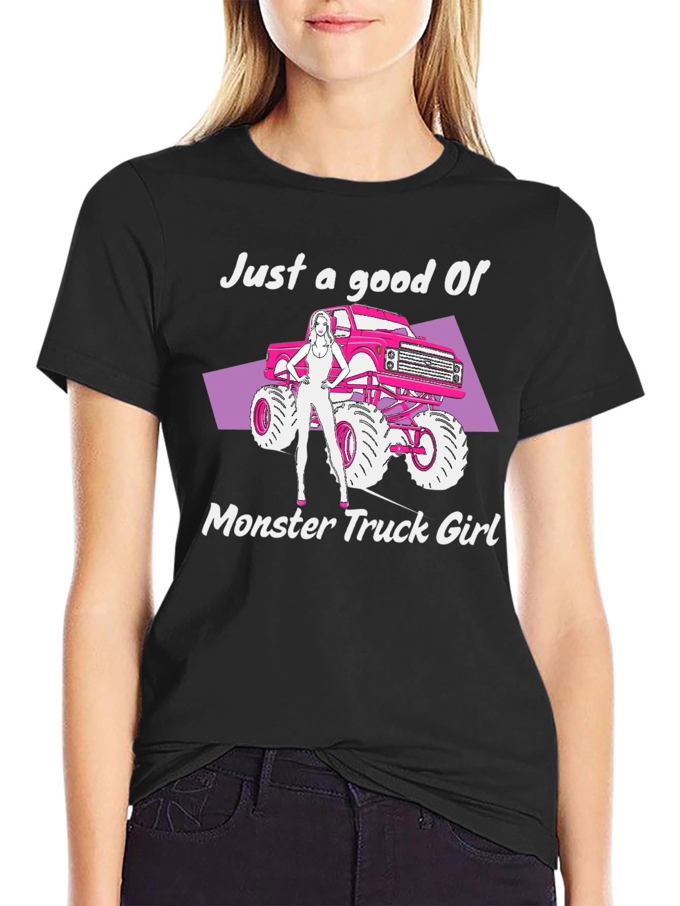 Monster Truck Girl Graphic Tee - Black