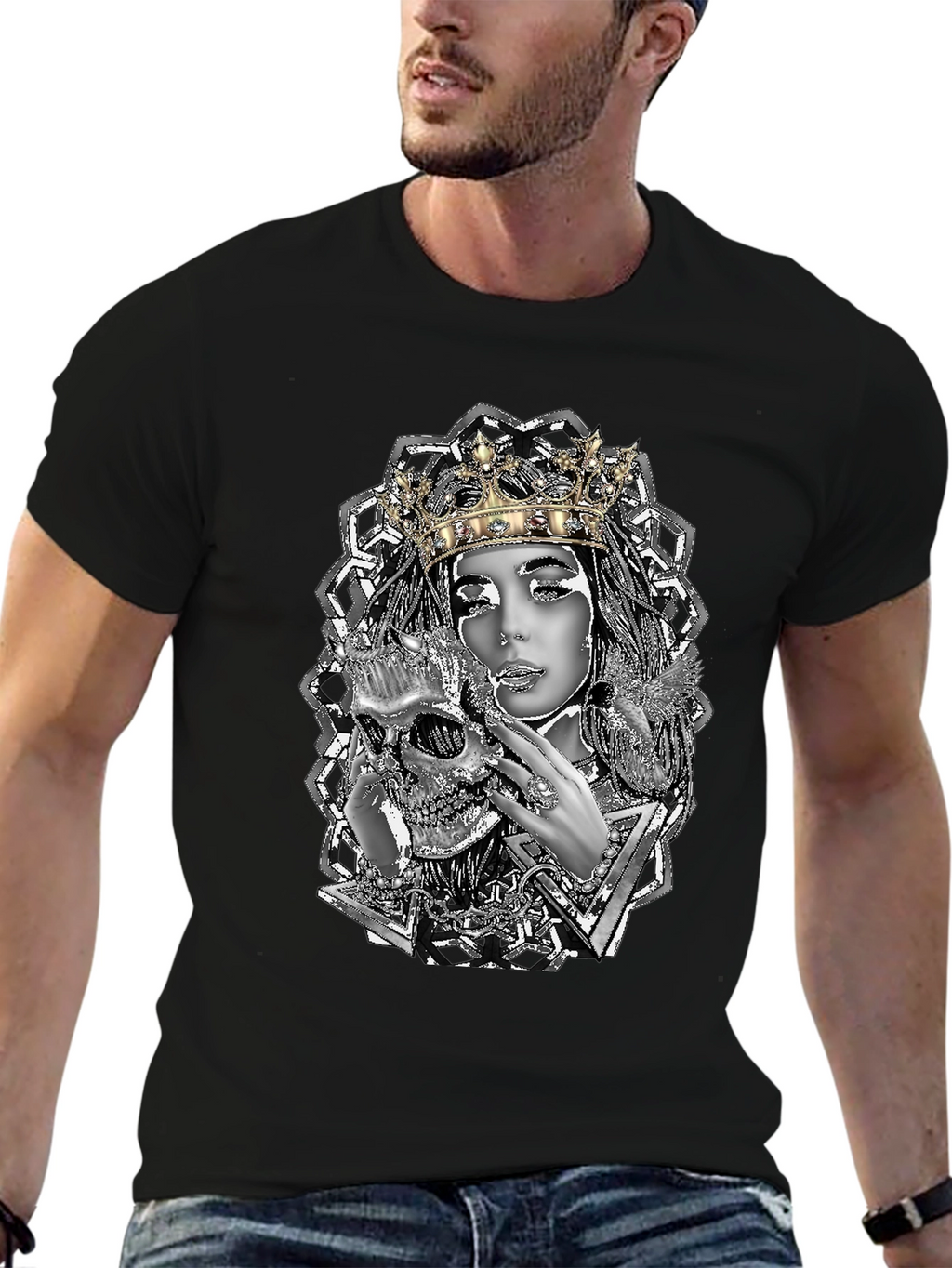 Queen Skull Graphic Tee - Unique Design