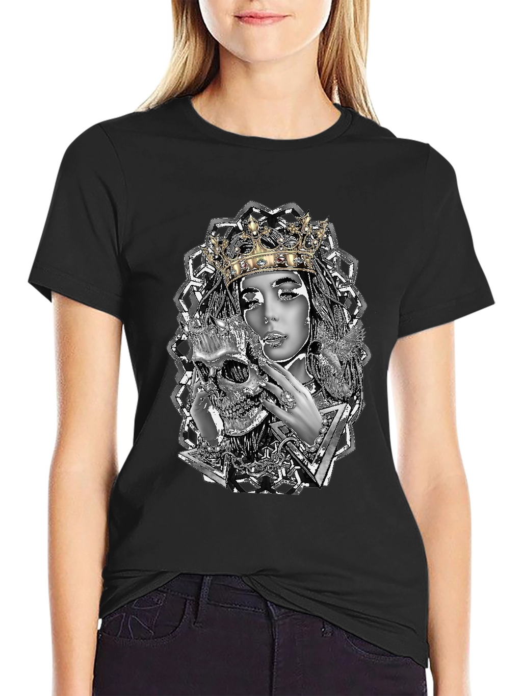 Queen Skull Graphic Tee - Unique Design