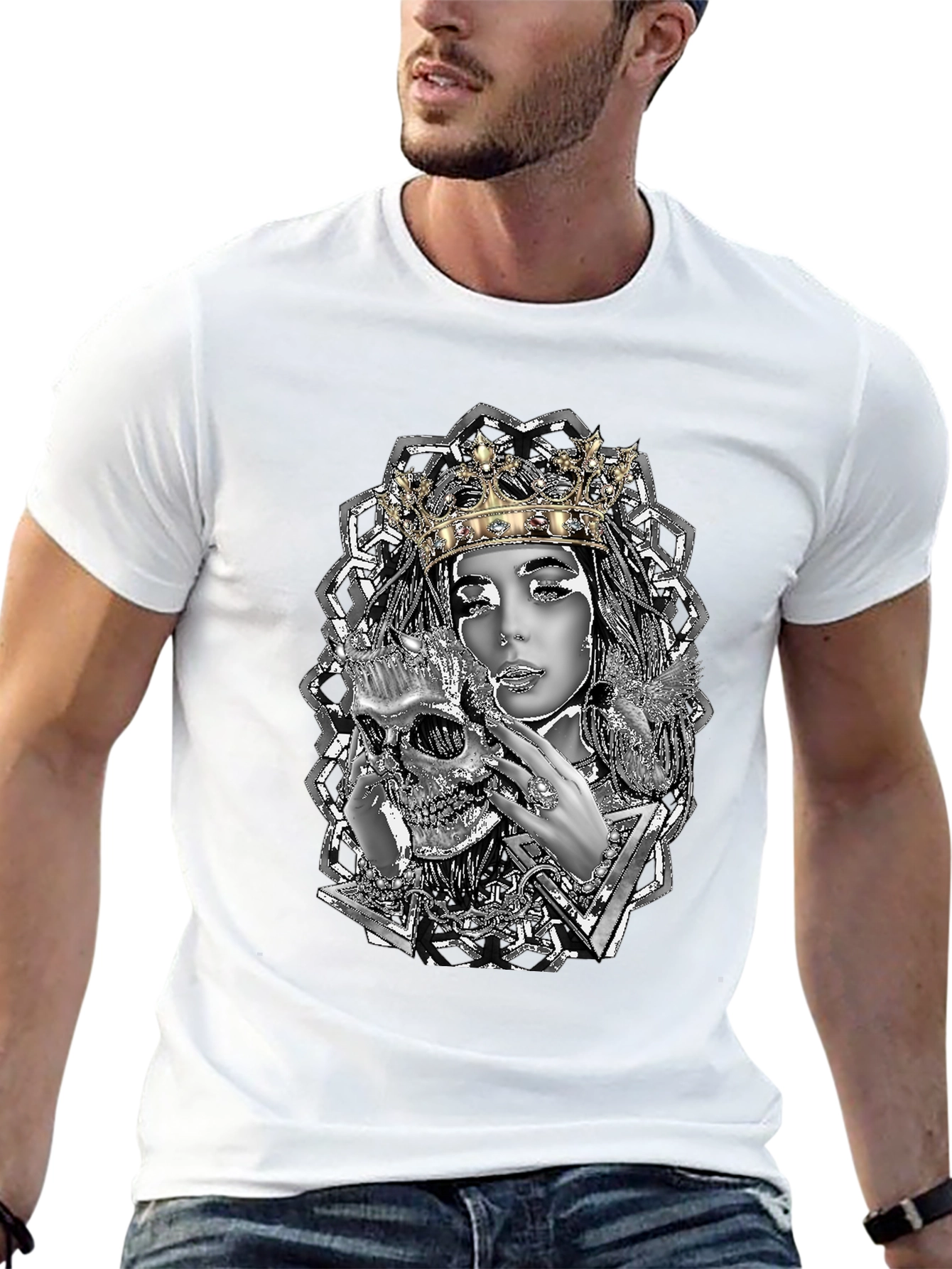 Queen Skull Graphic Tee - Unique Design