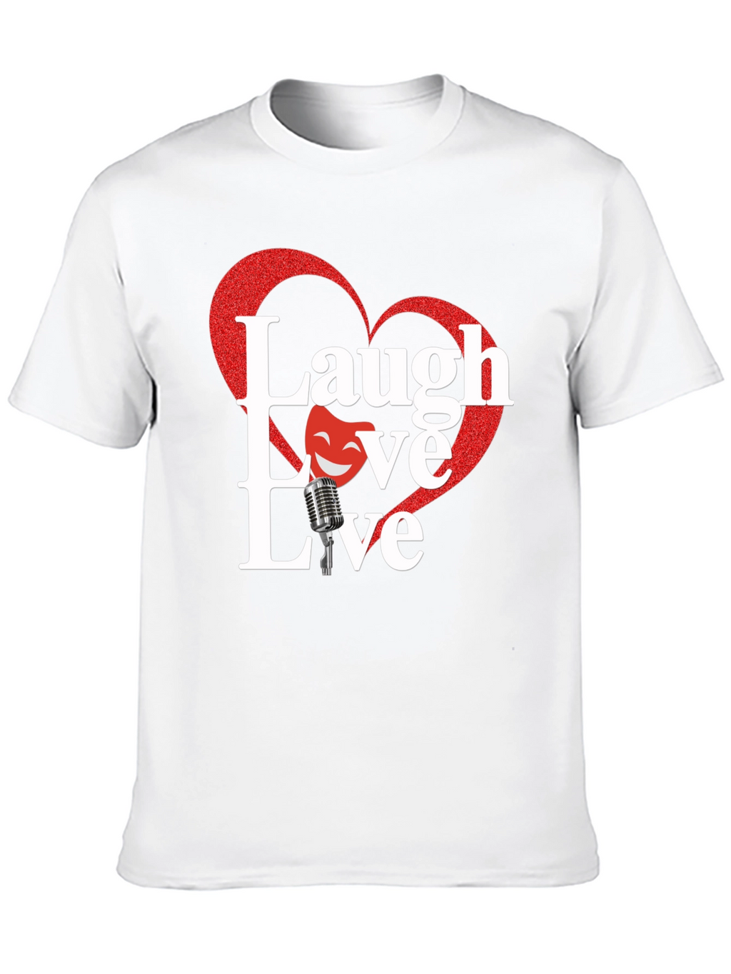 Laugh Love Live Black T-Shirt with Heart Design