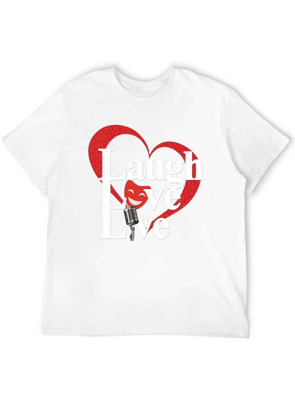 Laugh Love Live Black T-Shirt with Heart Design