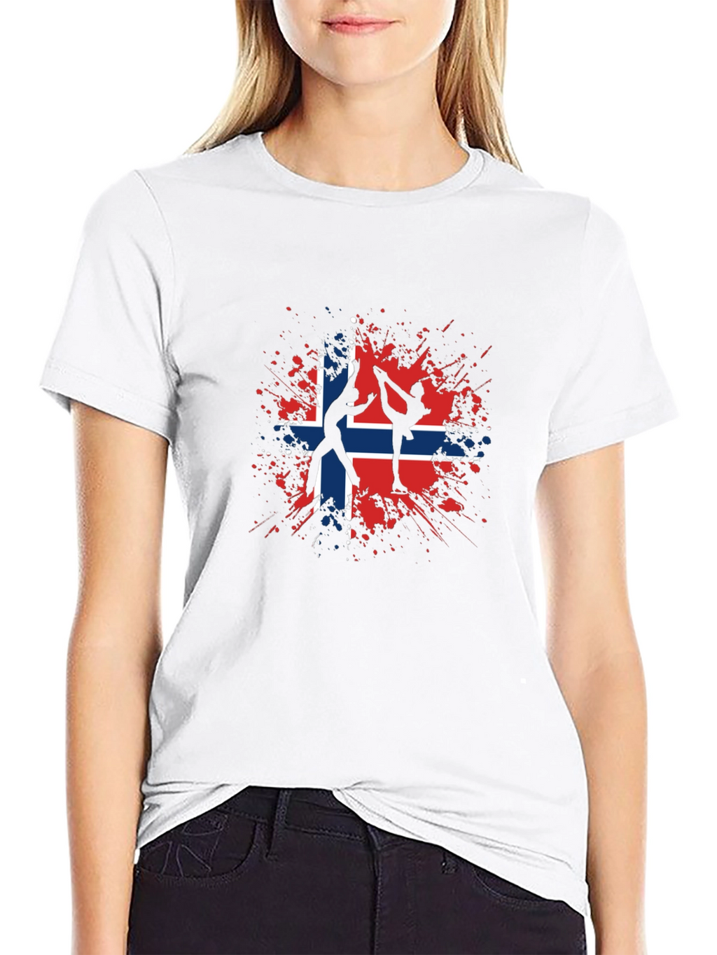 Norwegian Flag Ice Skating Black T-Shirt
