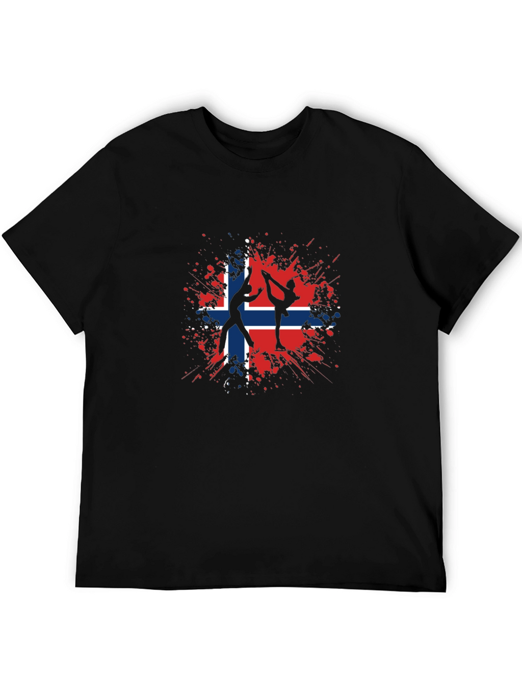 Norwegian Flag Ice Skating Black T-Shirt