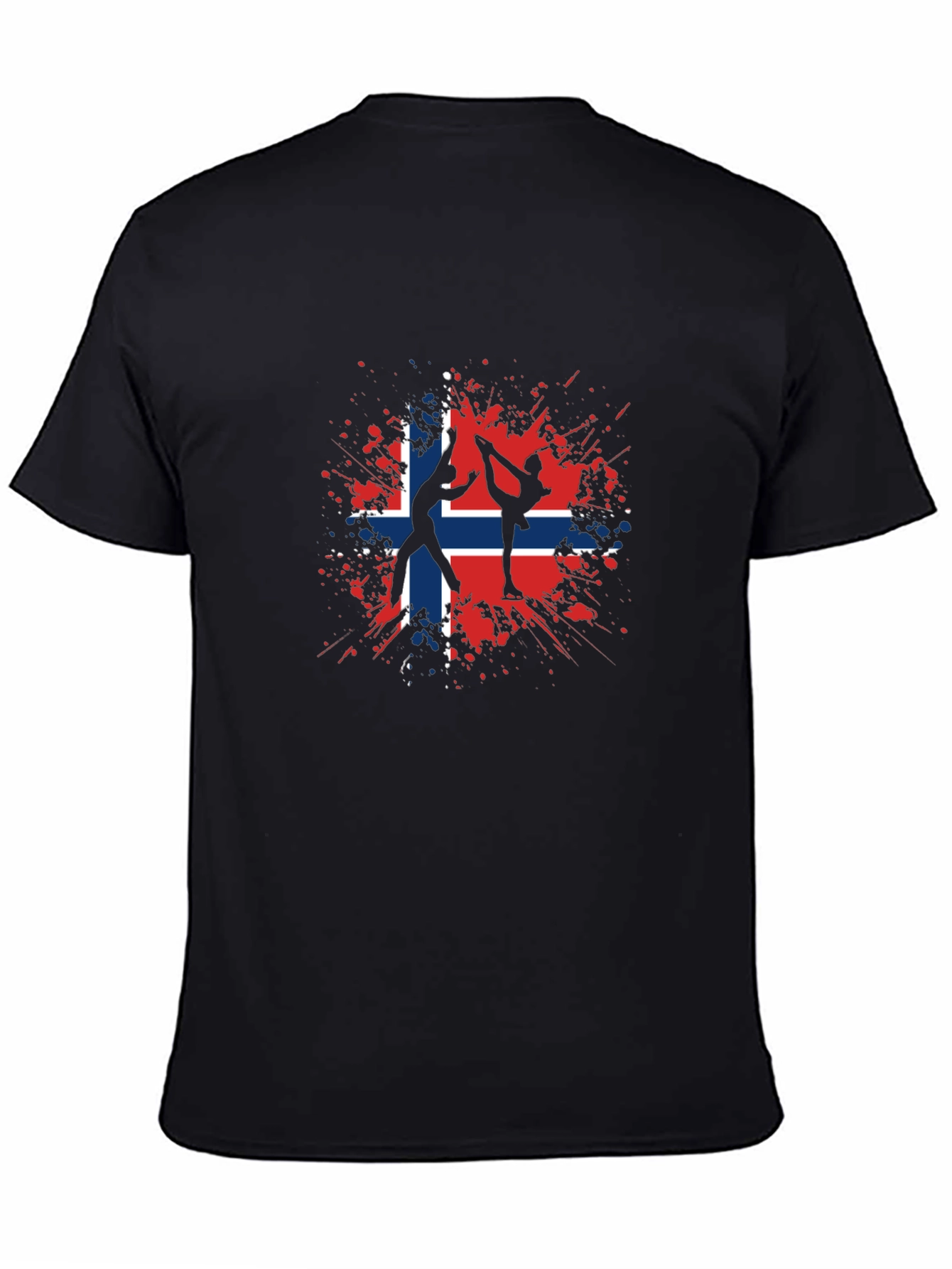Norwegian Flag Ice Skating Black T-Shirt