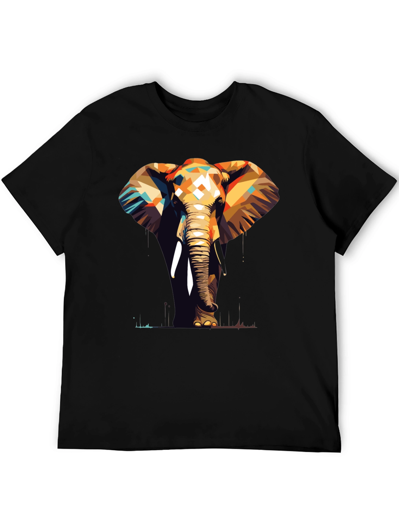 Geometric Elephant Graphic Tee - Stylish Animal Print